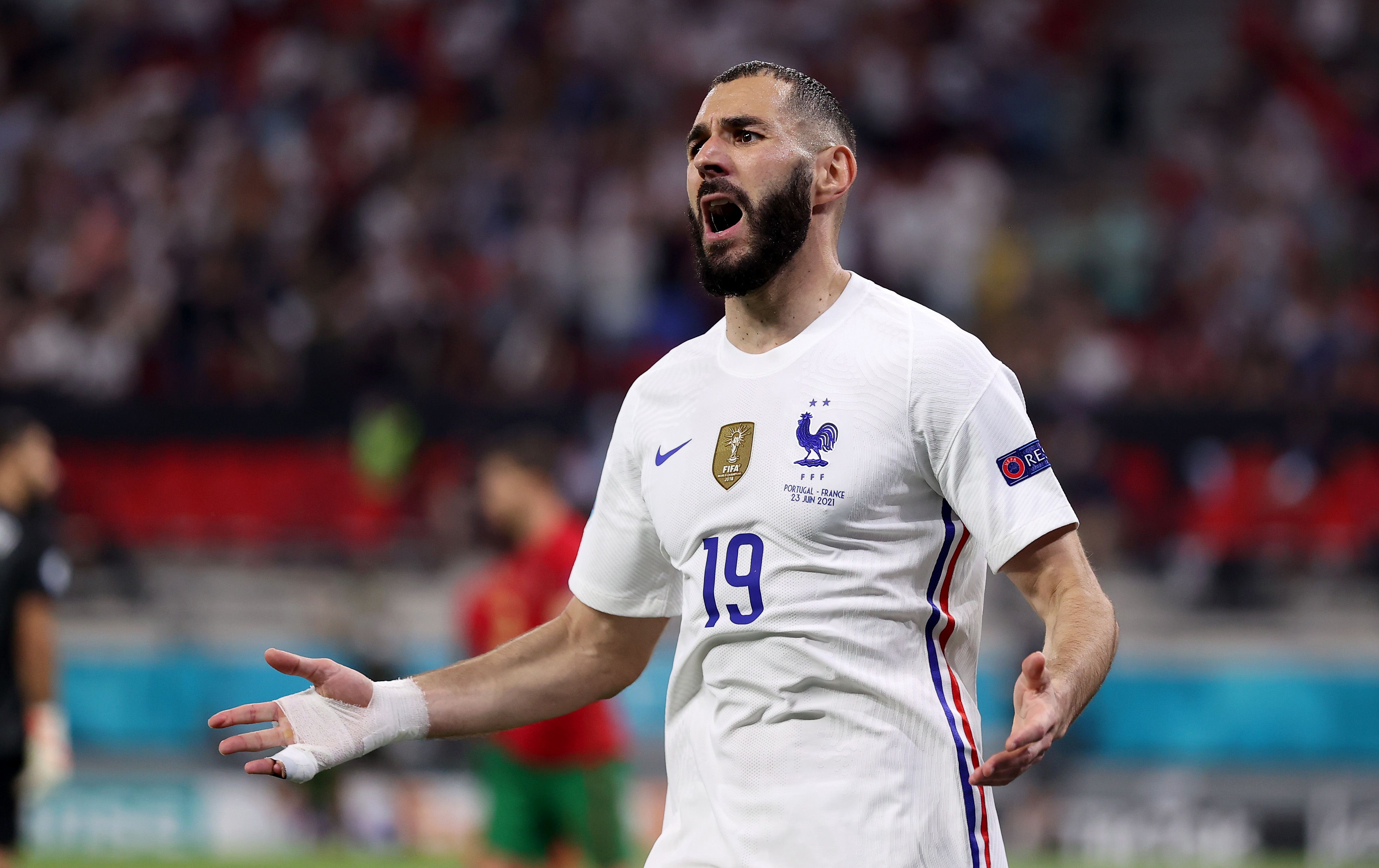 Karim Benzema looks annoyed on France duty