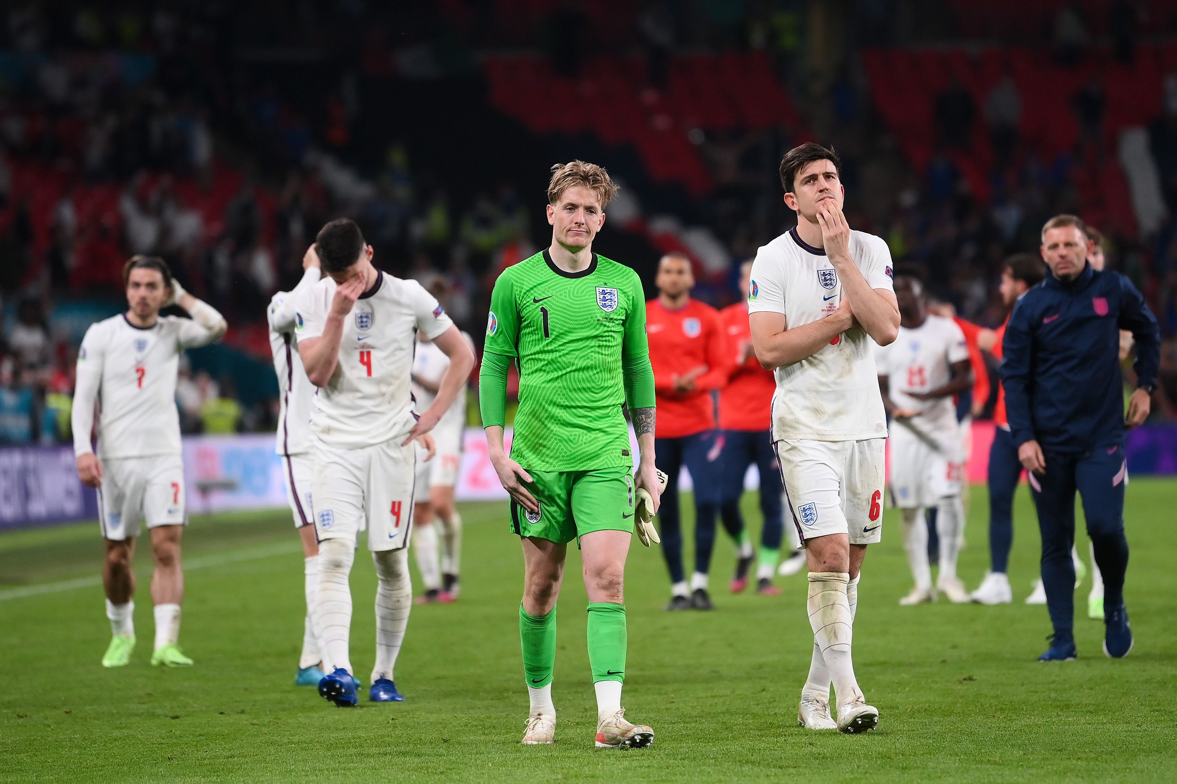 Maguire and Pickford after Euro 2020 final