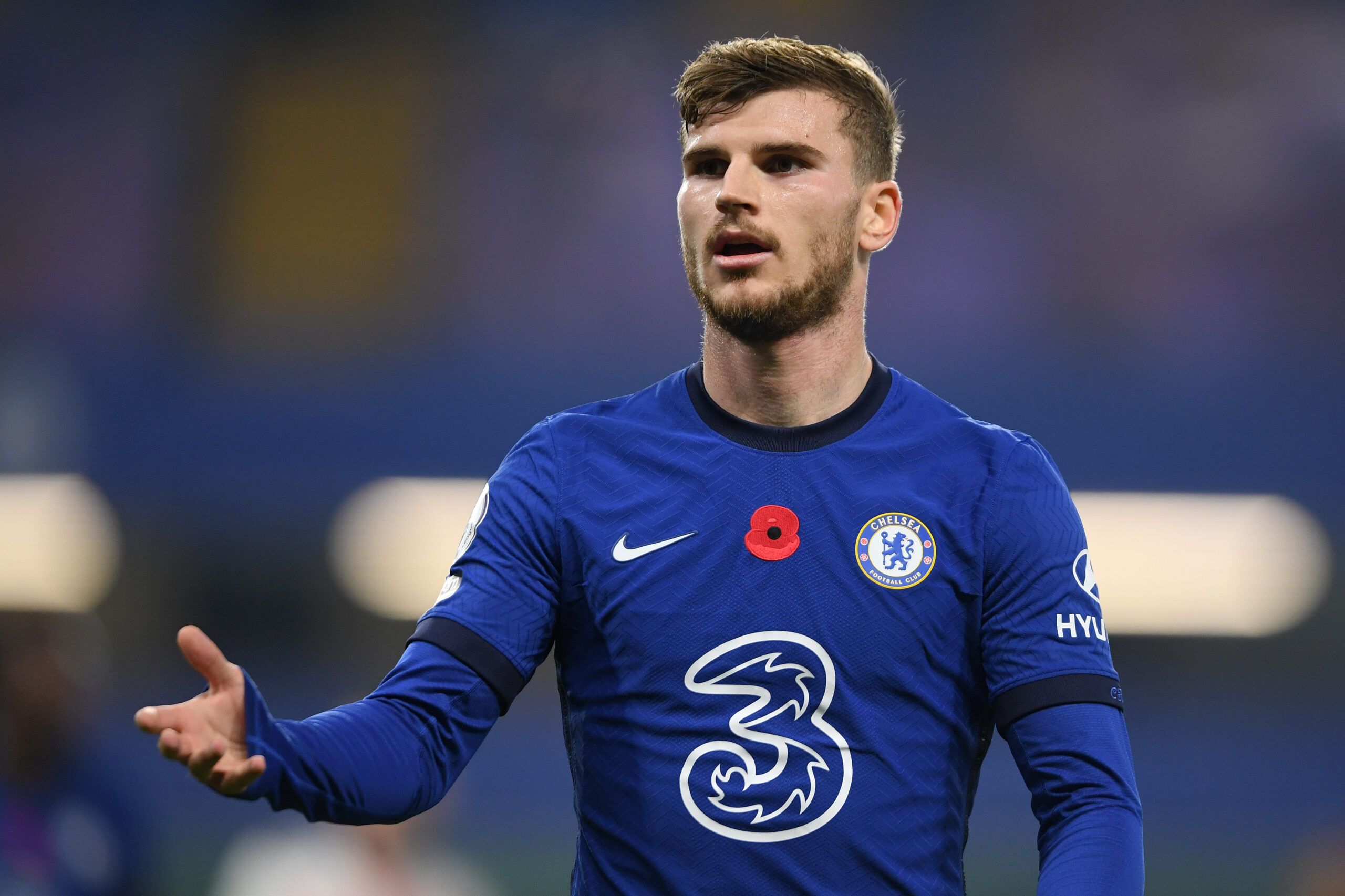 Timo Werner looking frustrated at Chelsea