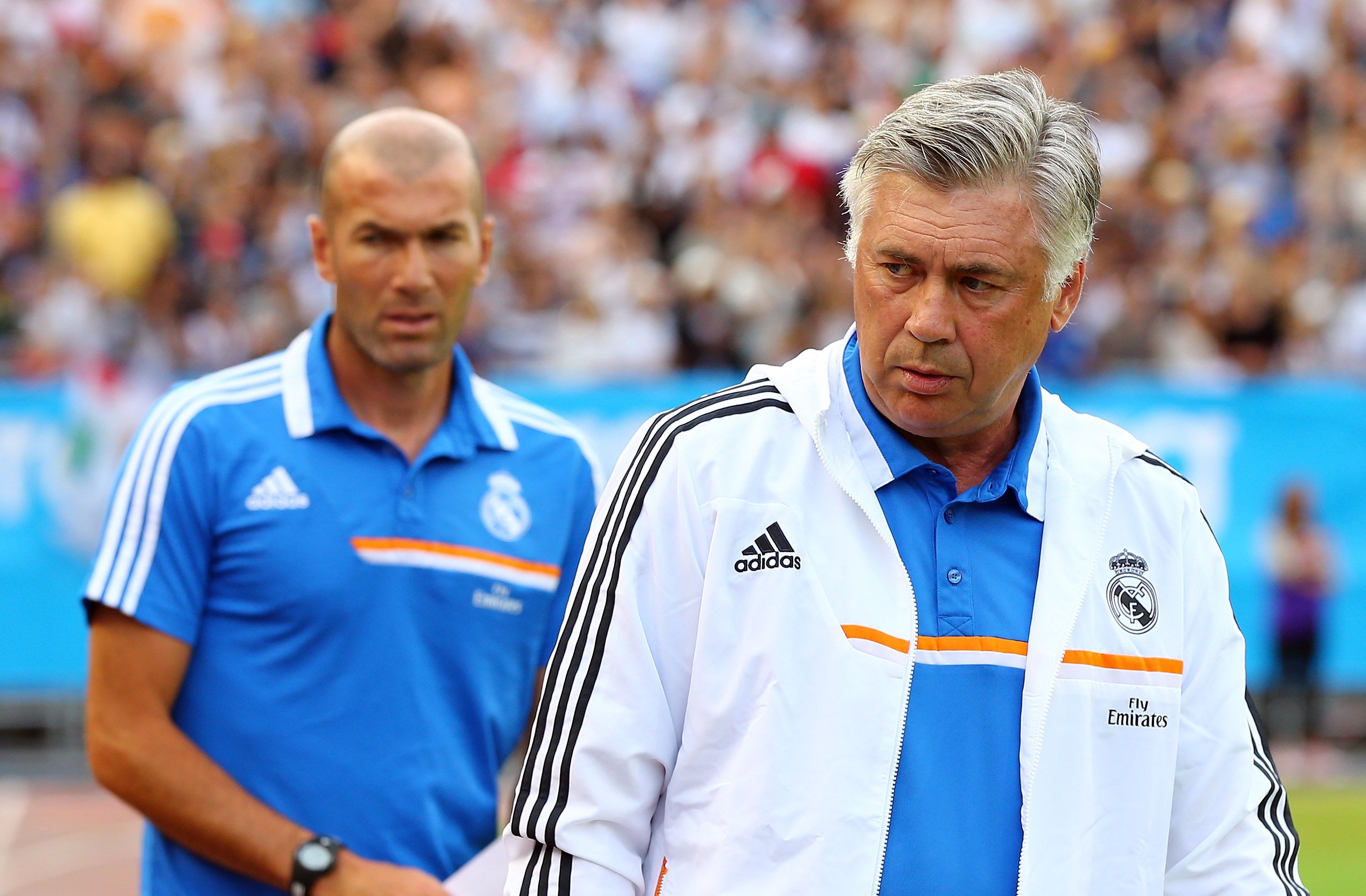 Carlo Ancelotti and Zinedane Zidane managing Real Madrid
