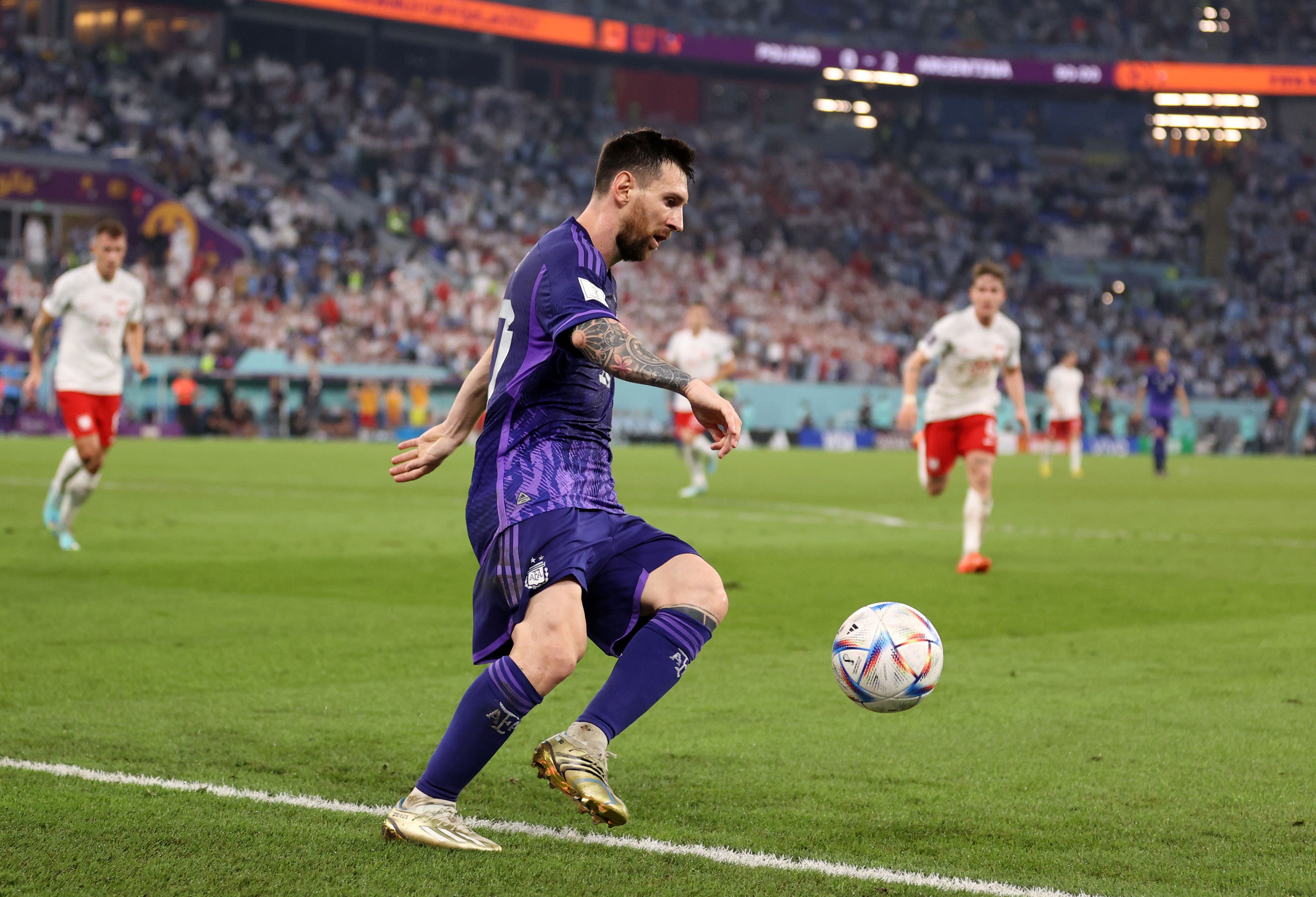 Lionel Messi of Argentina during the FIFA World Cup Qatar 2022 Group C match between Poland and Argentina at Stadium 974 on November 30, 2022 in Doha, Qatar