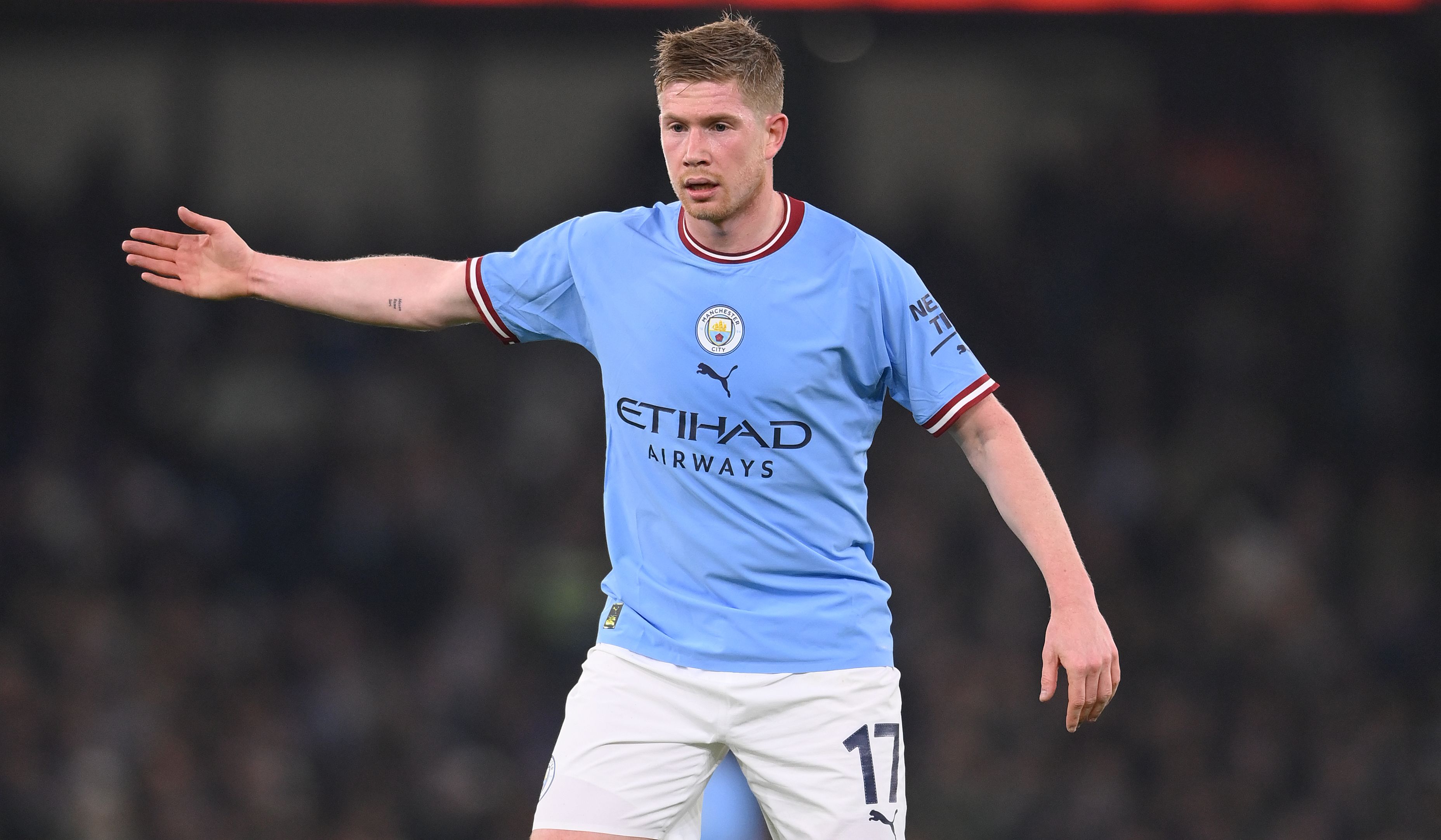 Kevin De Bruyne in action with Man City