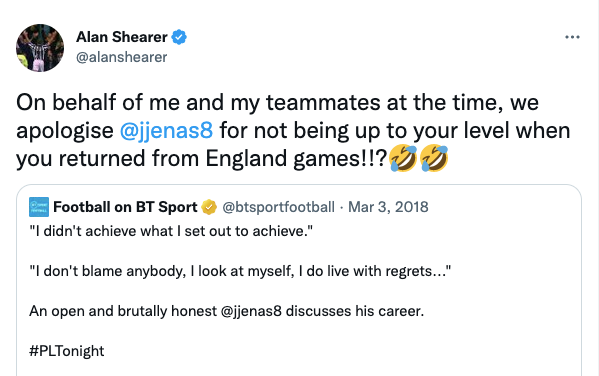 Alan Shearer's tweet