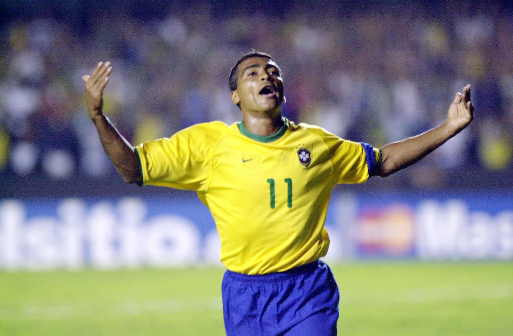 Romario of Brazil celebrates