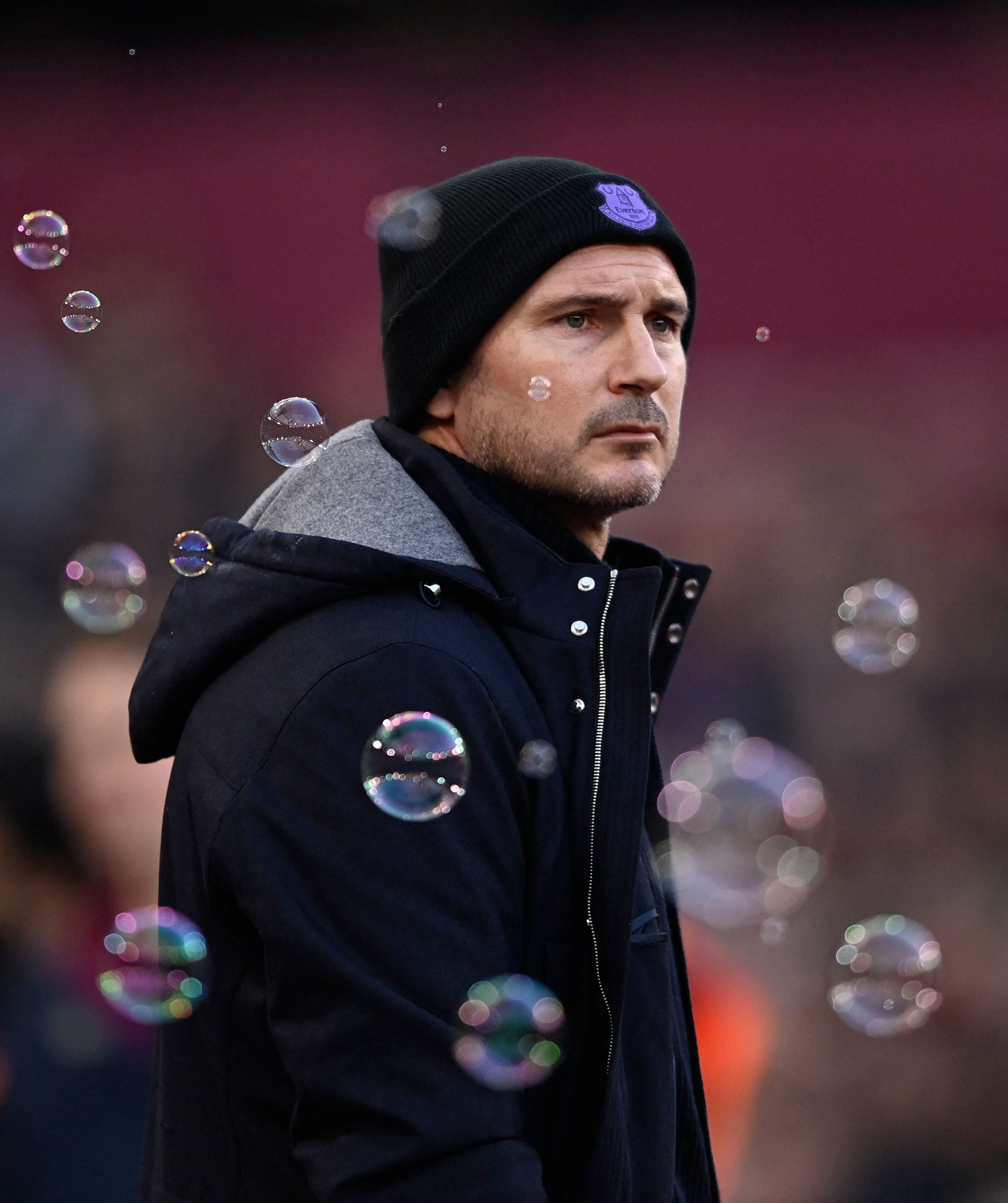 Everton's Lampard stands amongst West Ham bubbles.