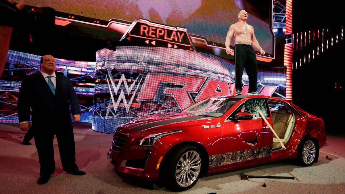 Brock Lesnar destroys a car