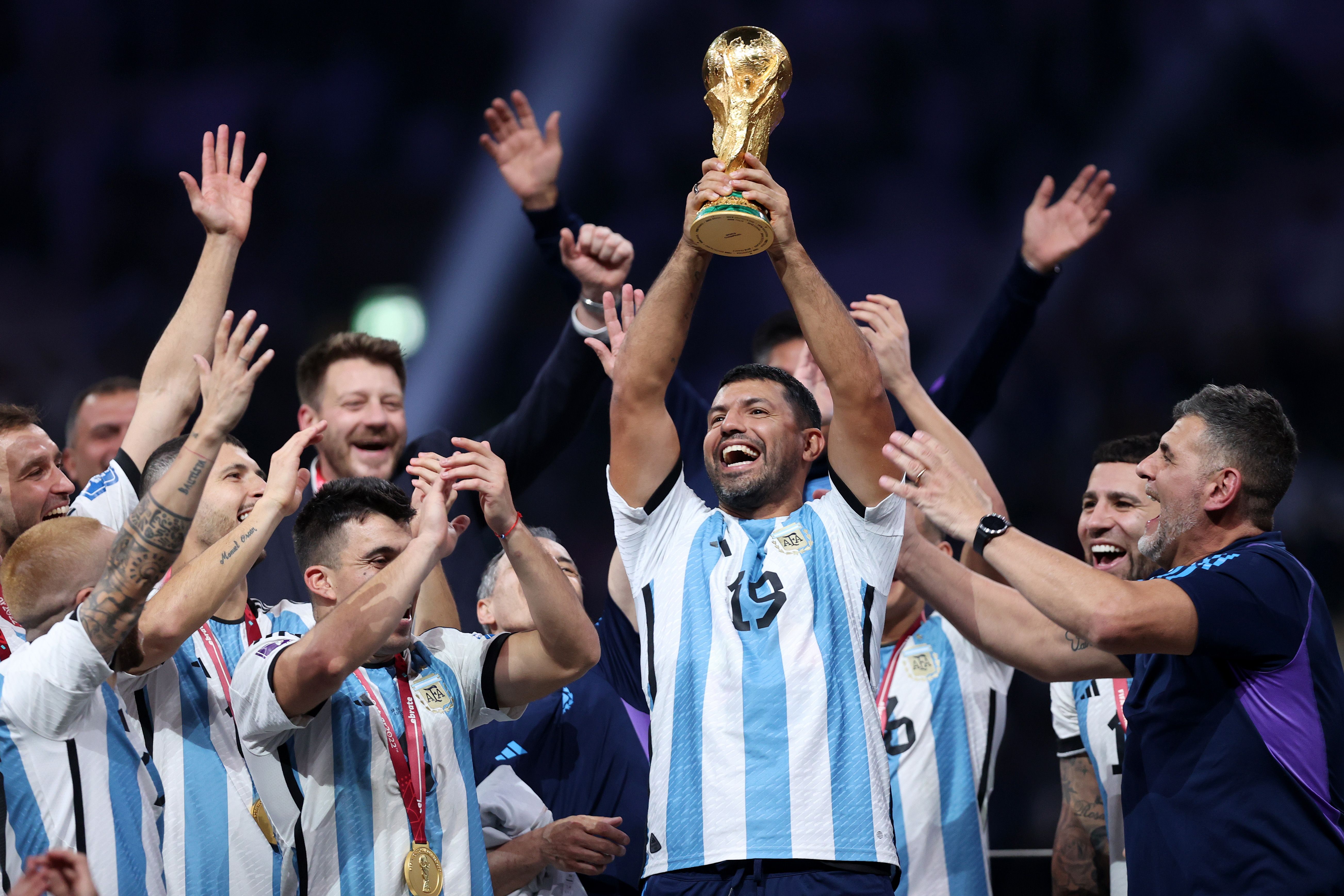 Sergio Aguero with the World Cup