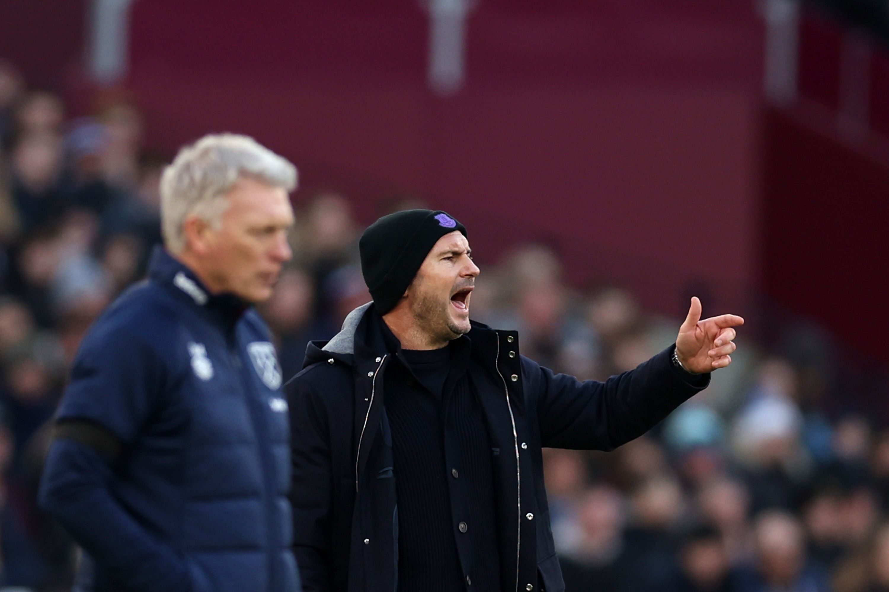 Moyes and Lampard on the London Stadium touchline.