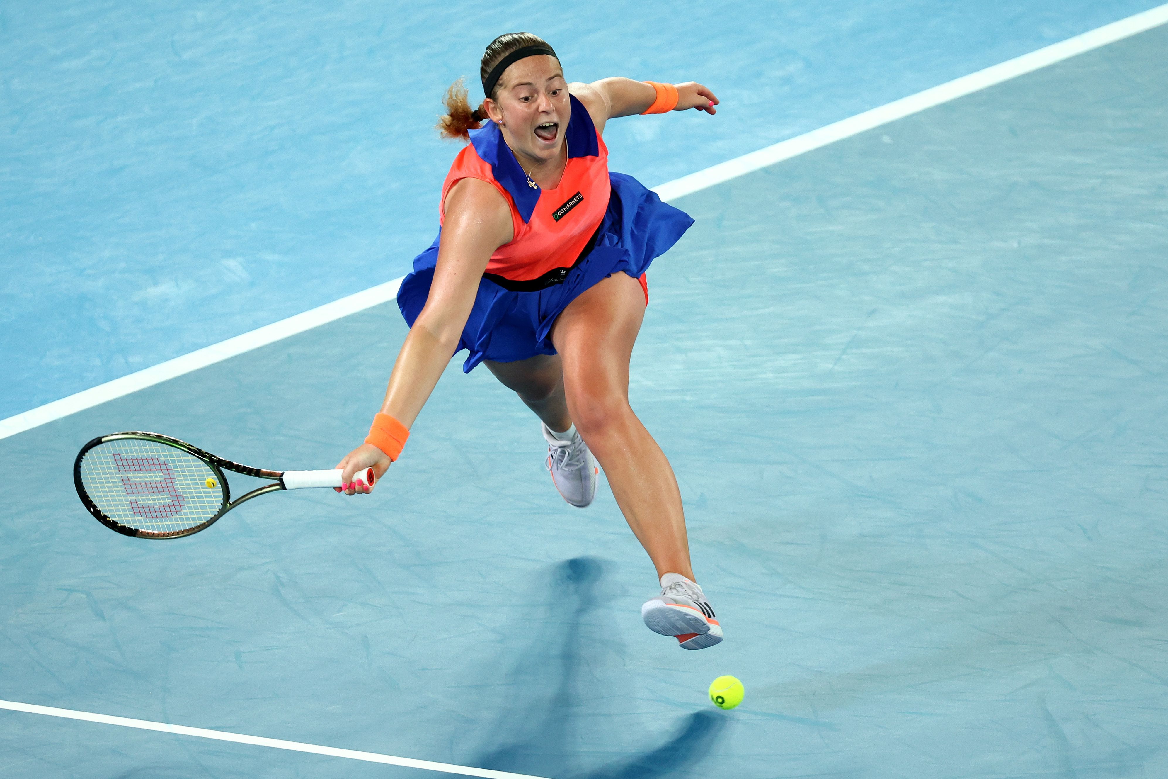 Jelena Ostapenko playing at the Australian Open