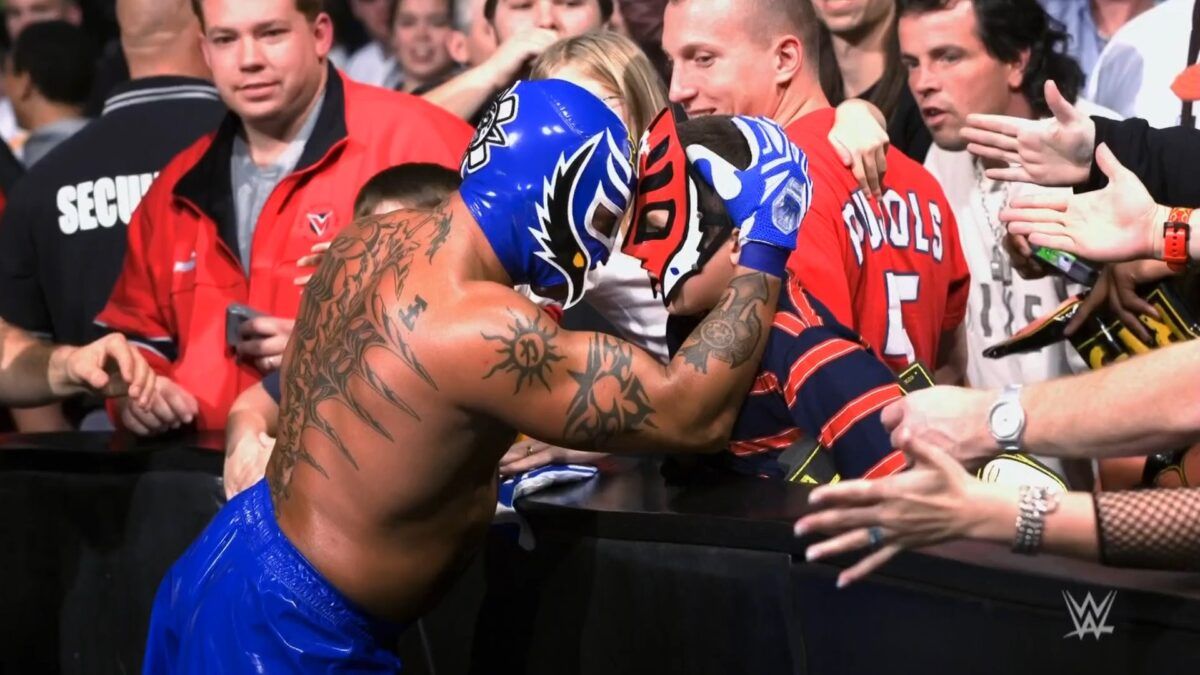Rey Mysterio with a fan