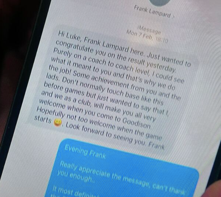 FA Cup: Frank Lampard's classy text message before 2021/22 Everton tie