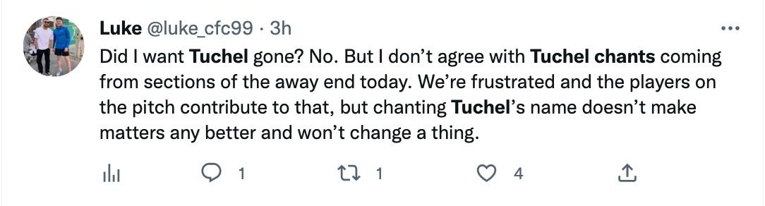 Chelsea fan makes their opinion clear on thee Tuchel chants.