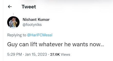 Messi lifting tweet