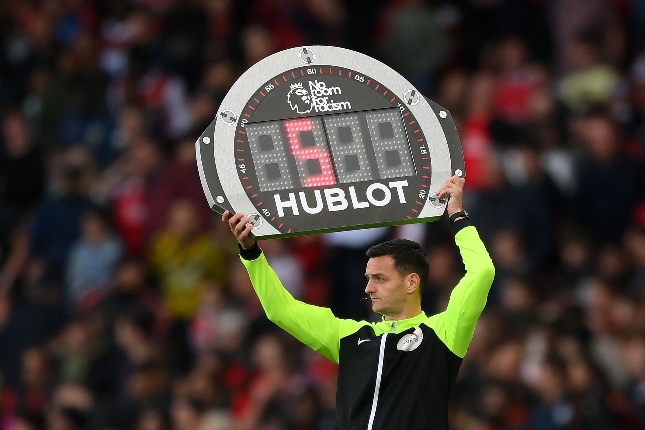 Fourth official adds on time in the Premier League