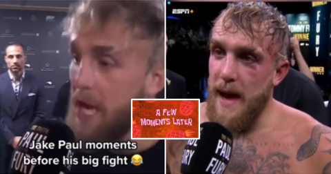 Jake Paul's pre-fight & post-fight comments look so awkward now