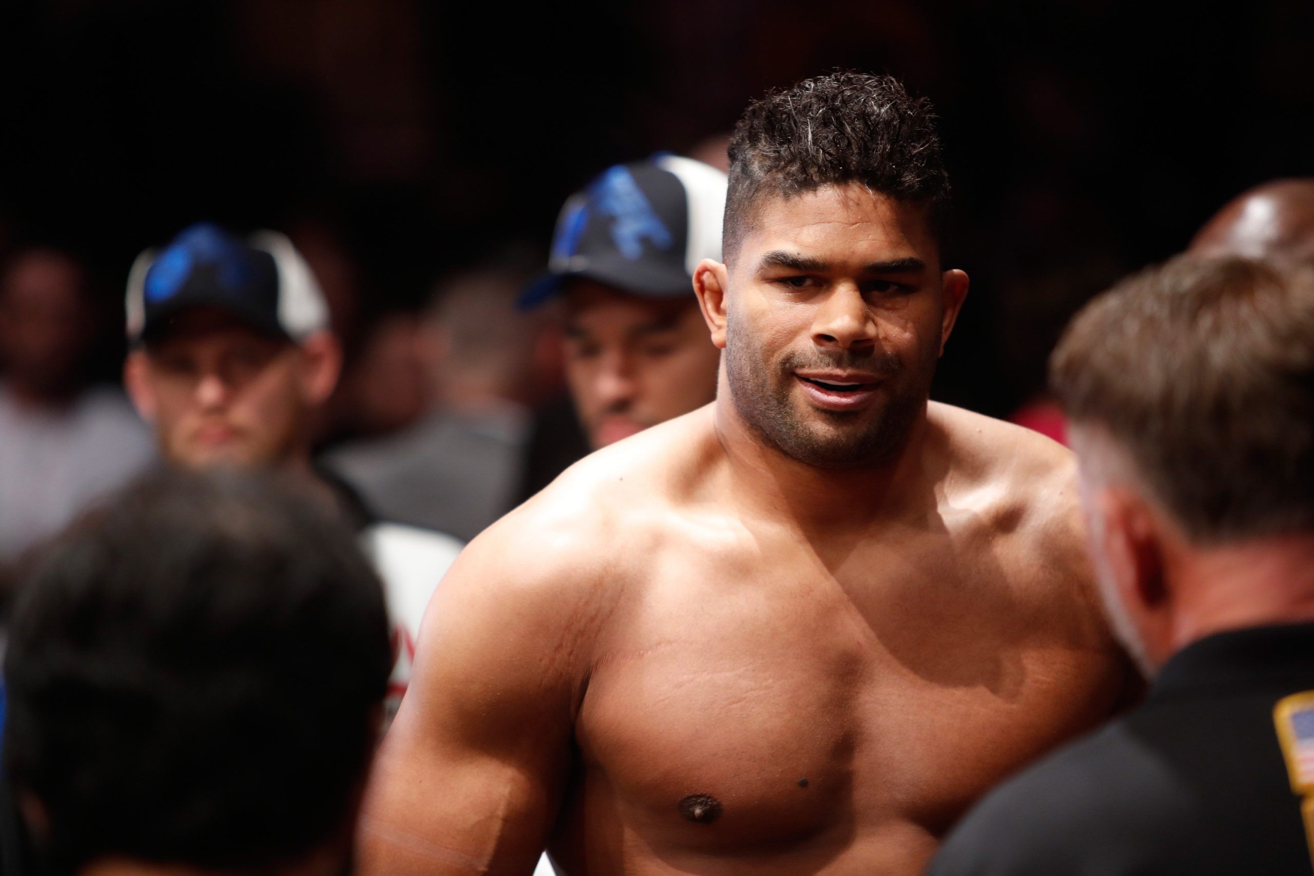 Alistair Overeem of the Netherlands prepares to enter the Octagon for a heavyweight fight scaled