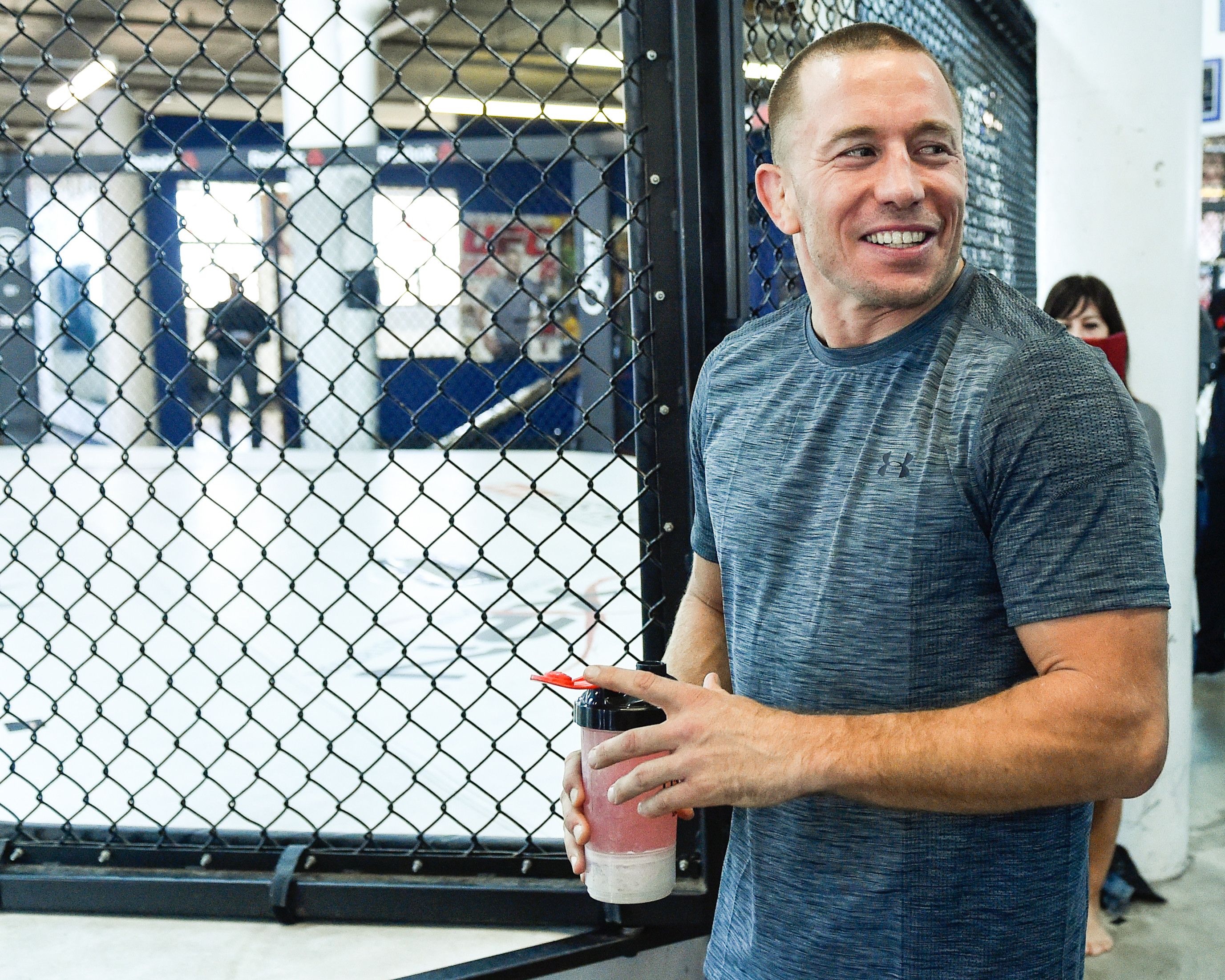 Georges St-Pierre holds an open training during the UFC Media Day
