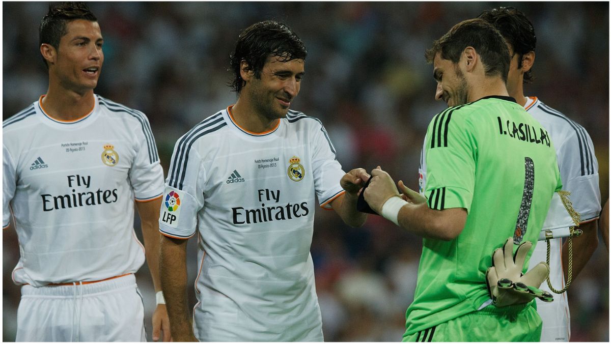 Real Madrid legends Cristiano Ronaldo, Iker Casillas and Raul 