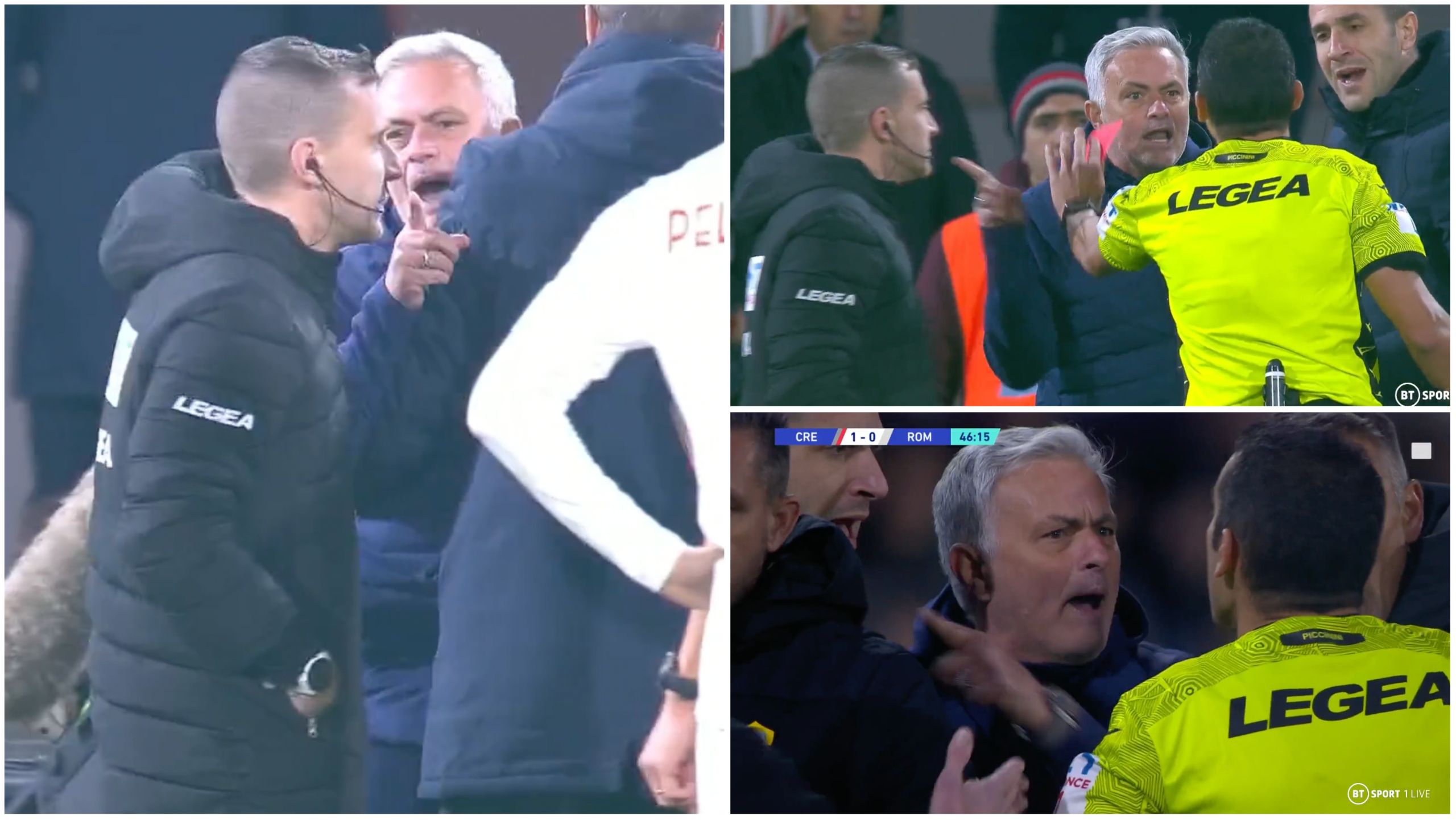 Jose Mourinho Threatening Legal Action After Red Card In Cremonese 2-1 Roma