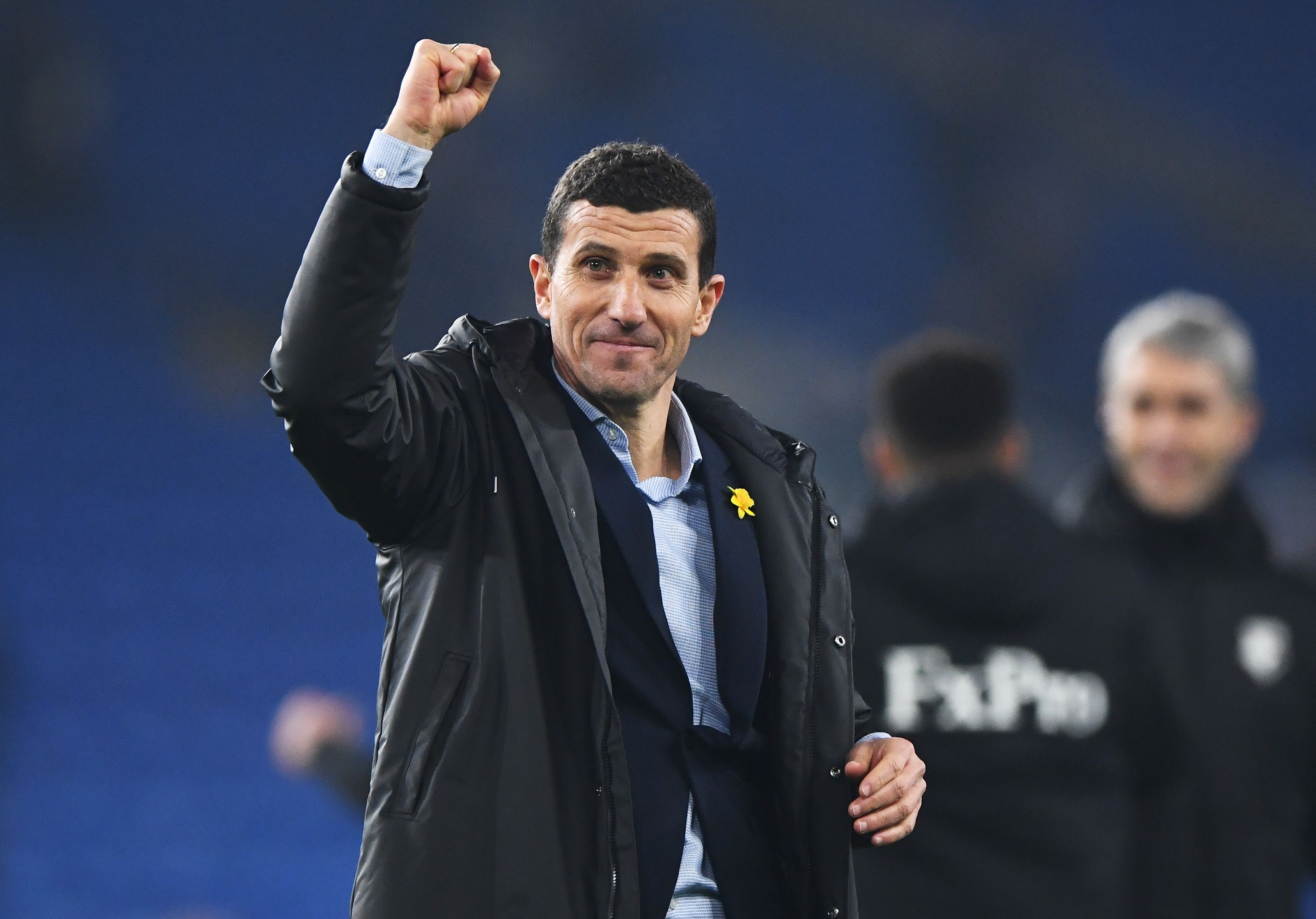 Former Watford manager Javi Gracia fist pumping to the away supporters