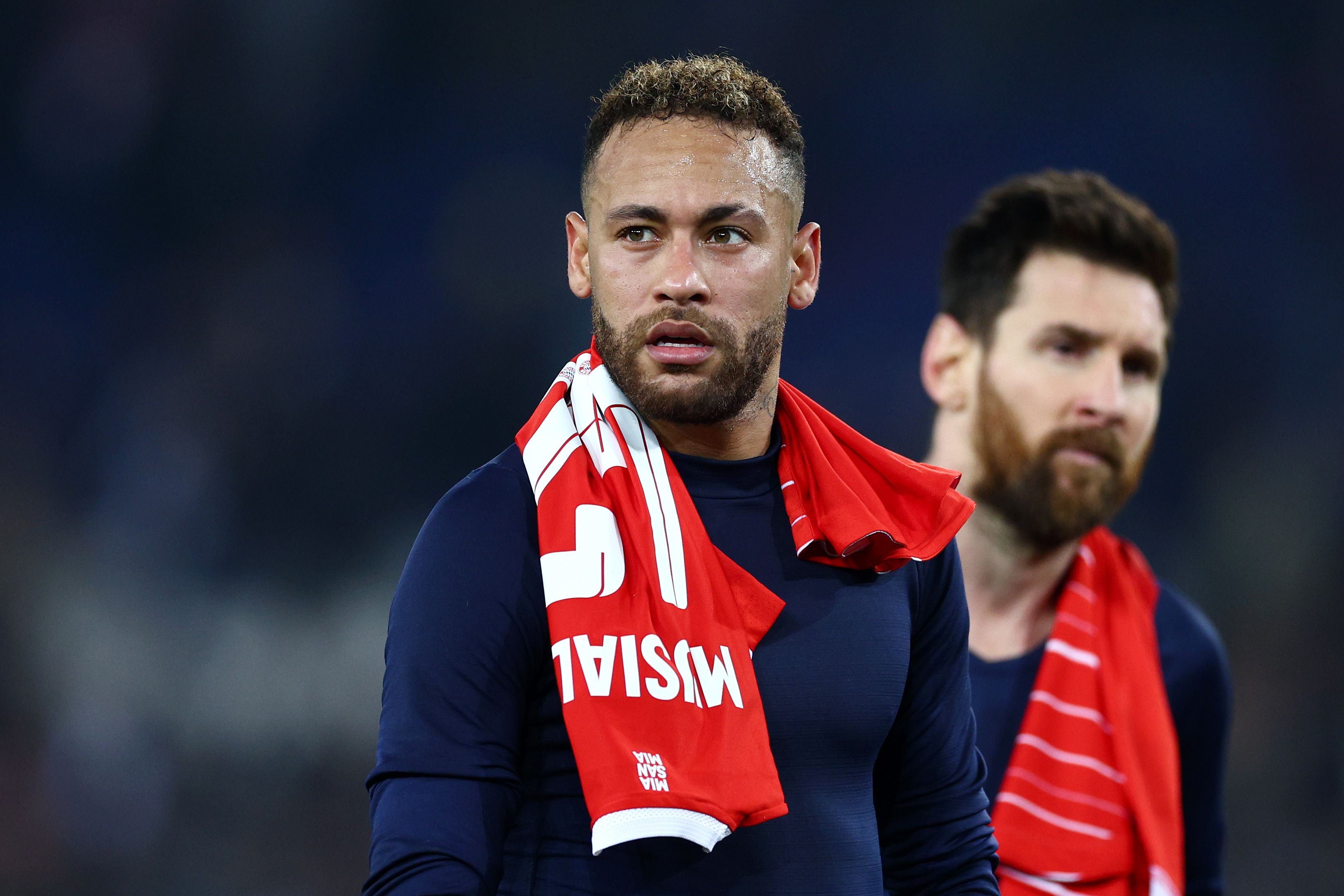 Bayern Munich's Neymar banner during PSG Champions League match as they