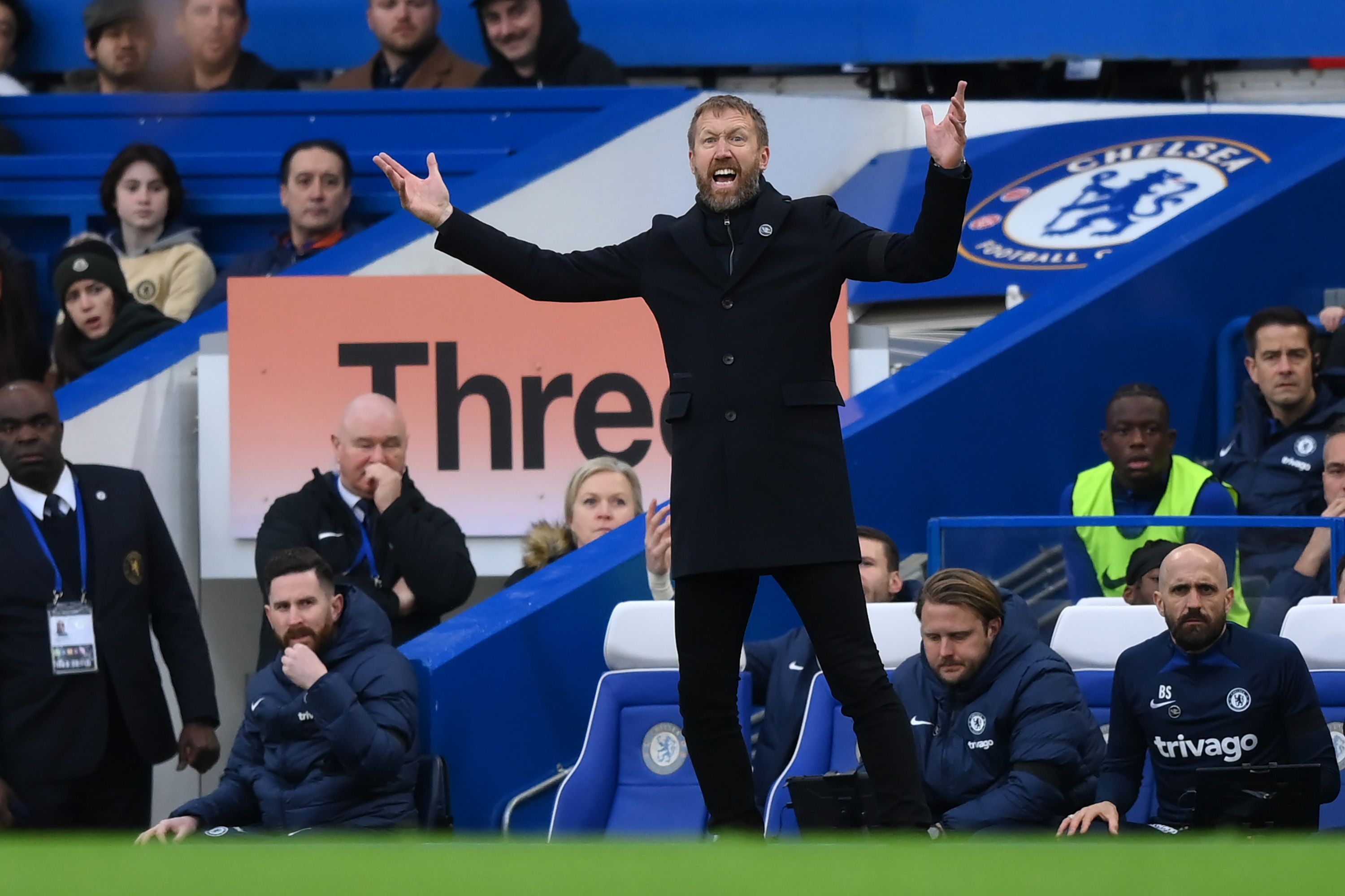 Chelsea's Graham Potter gestures from the touchline