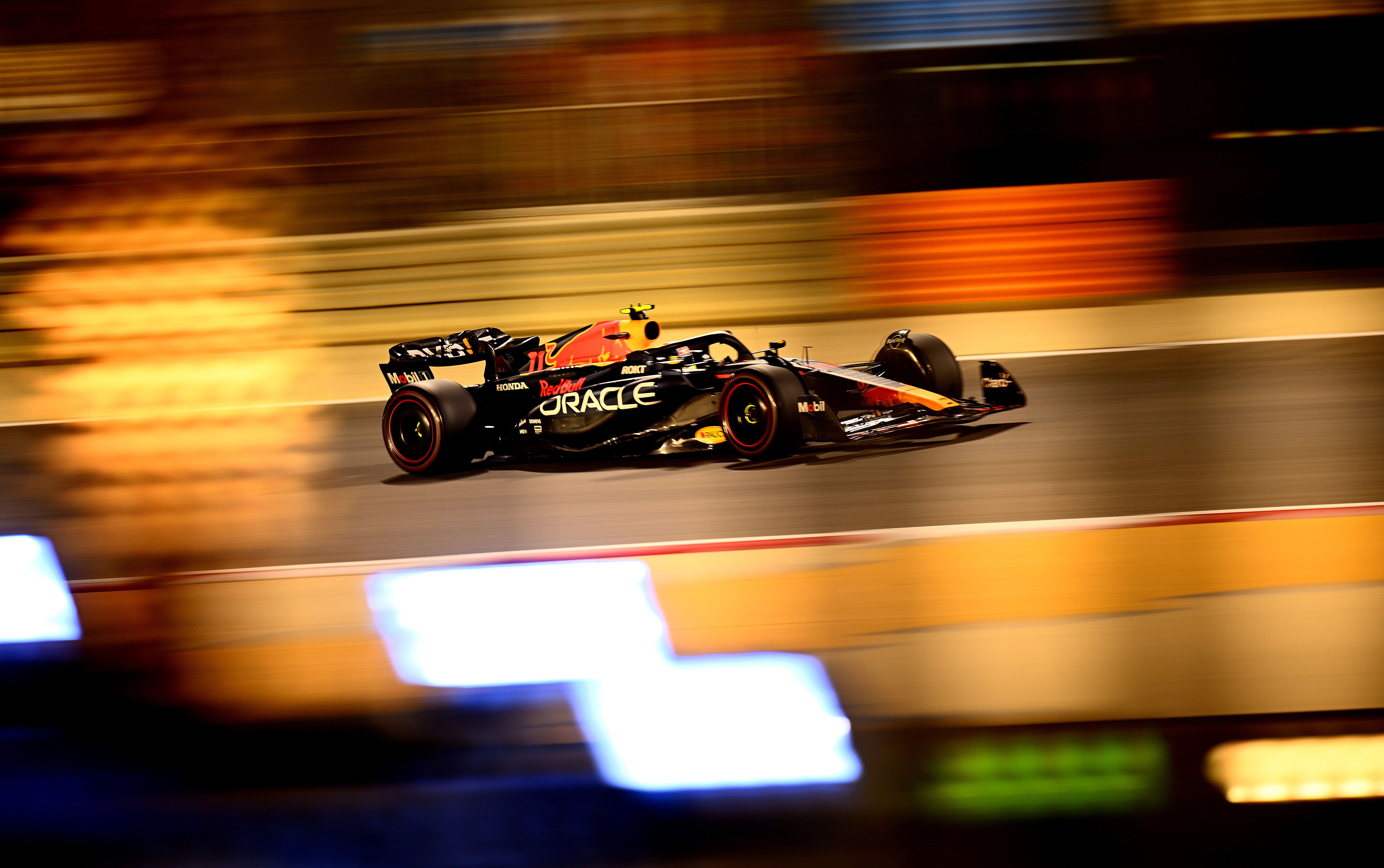Sergio Perez drives the Red Bull in F1 pre-season testing