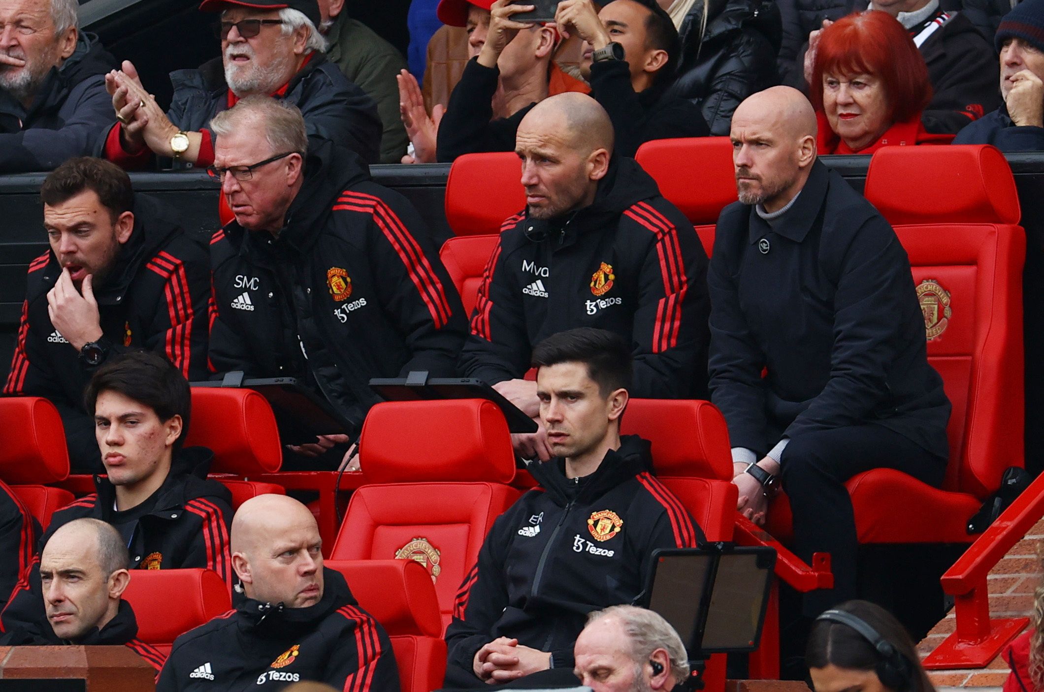 Manchester United manager Erik ten Hag sitting down