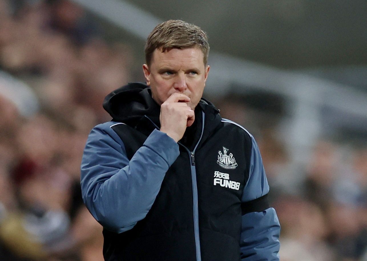 Newcastle United manager Eddie Howe pondering during Liverpool loss