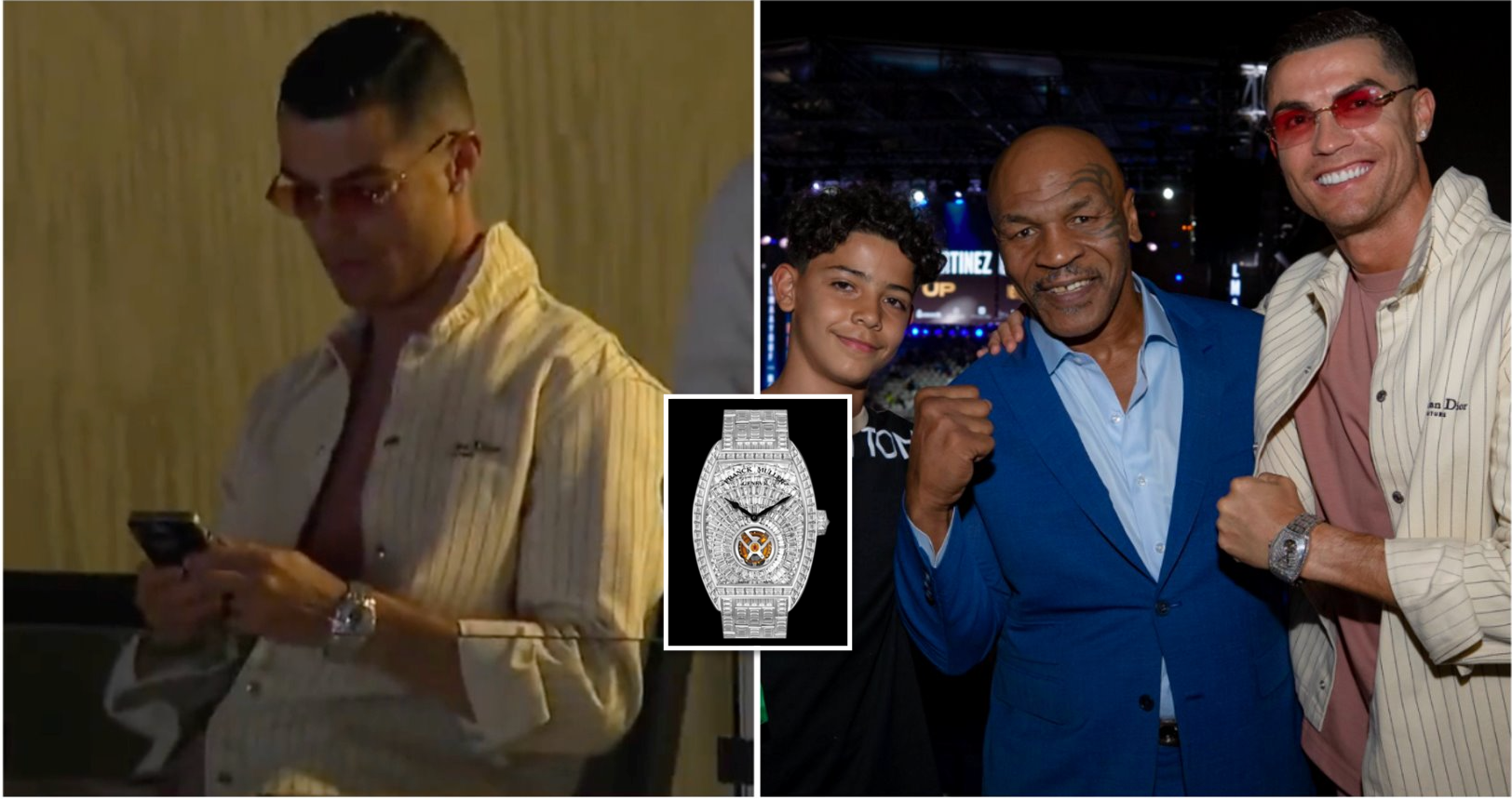 Cristiano Ronaldo was spotted on Sunday at the fight of Jake Paul and Tommy  Fury wearing a Franck Muller Cintree Curvex Tourbillon…