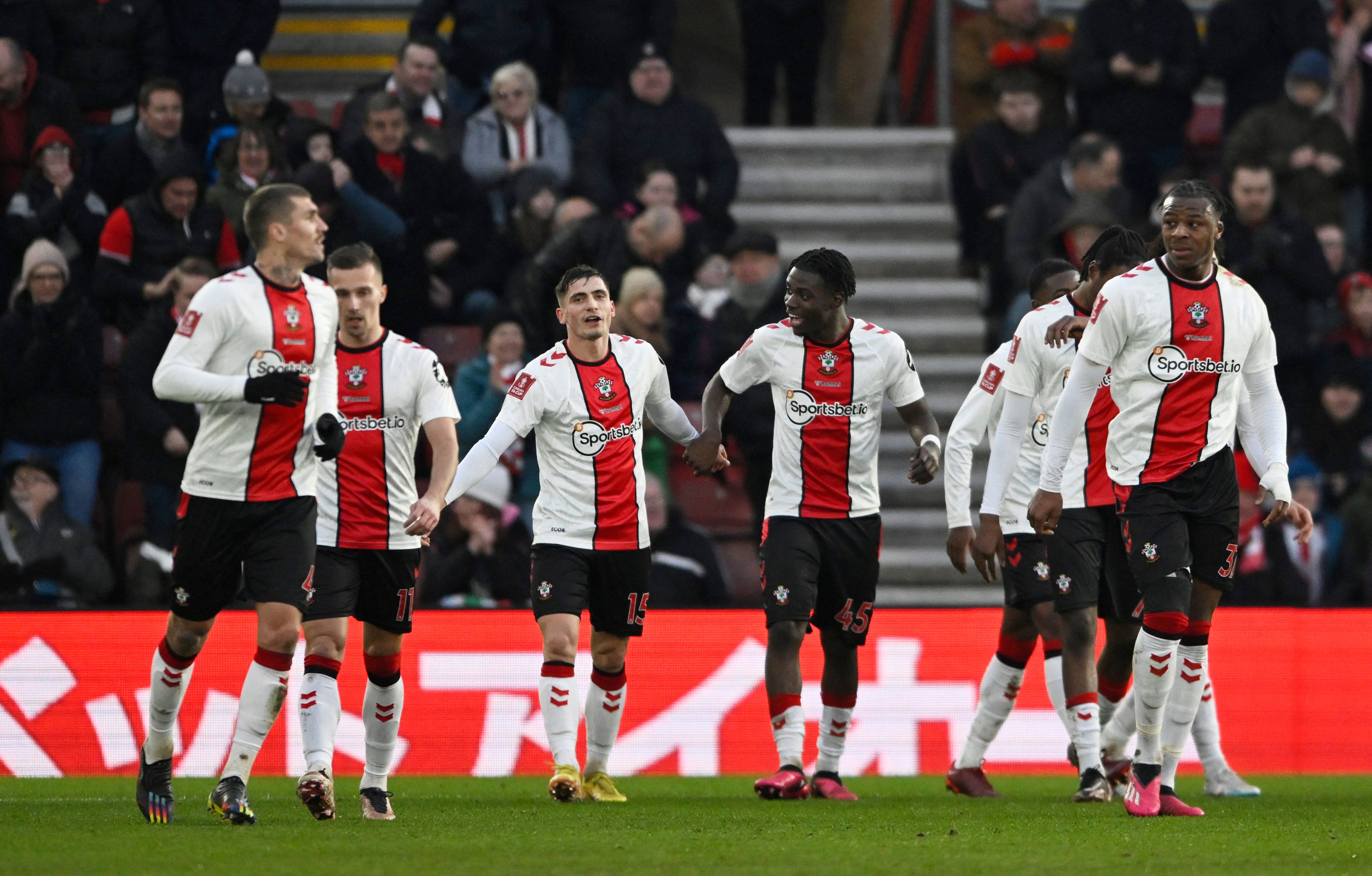 Southampton celebrate after scoring
