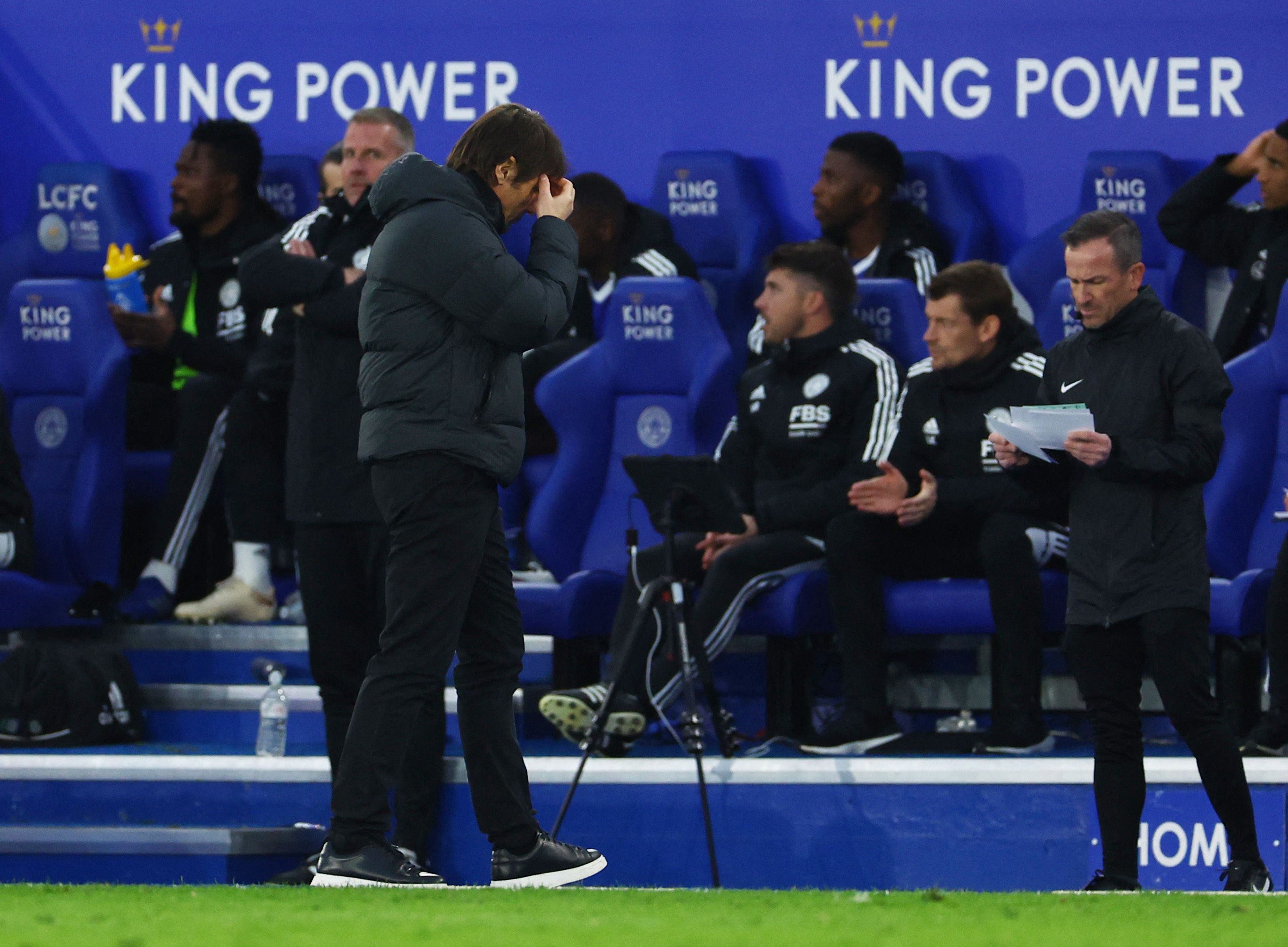 Tottenham Hotspur manager Antonio Conte looking disappointed during game