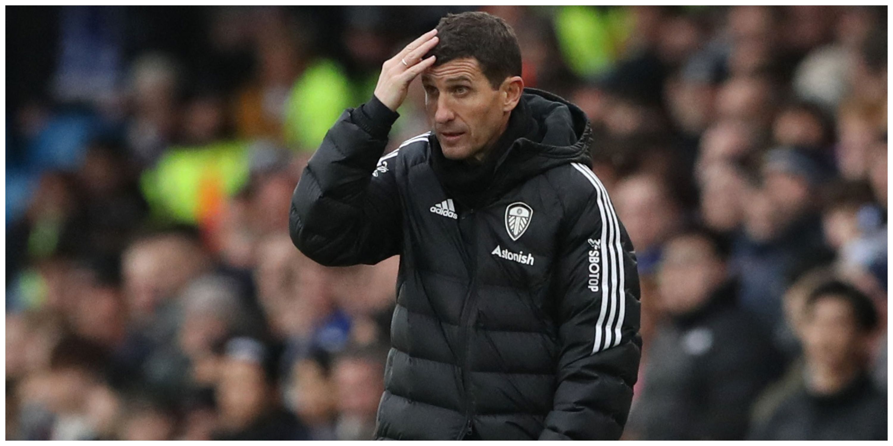 Leeds manager Javi Gracia with hand on his head
