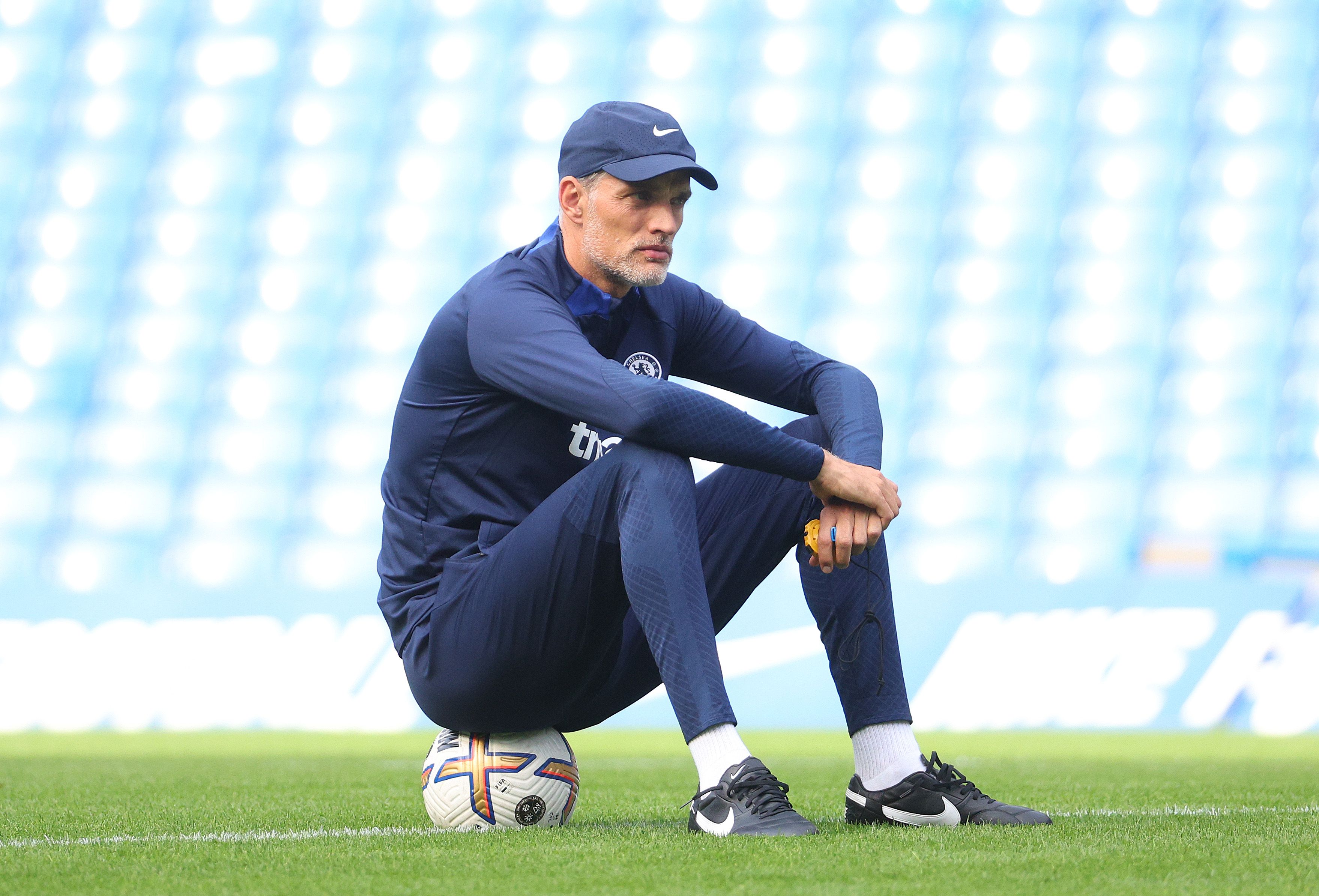 Thomas Tuchel takes a Chelsea training session.