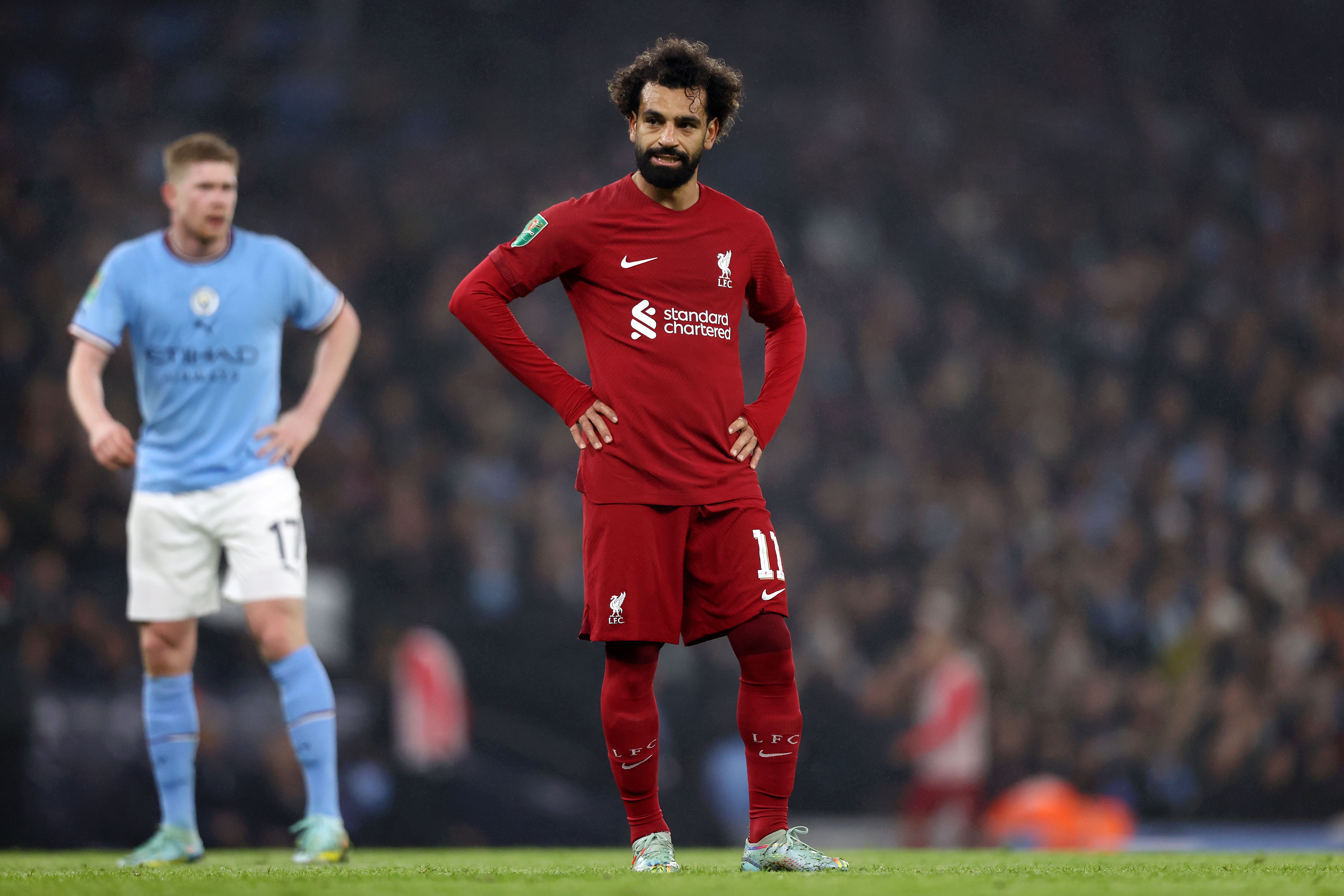Mohamed Salah and Kevin De Bruyne as Liverpool play Man City.