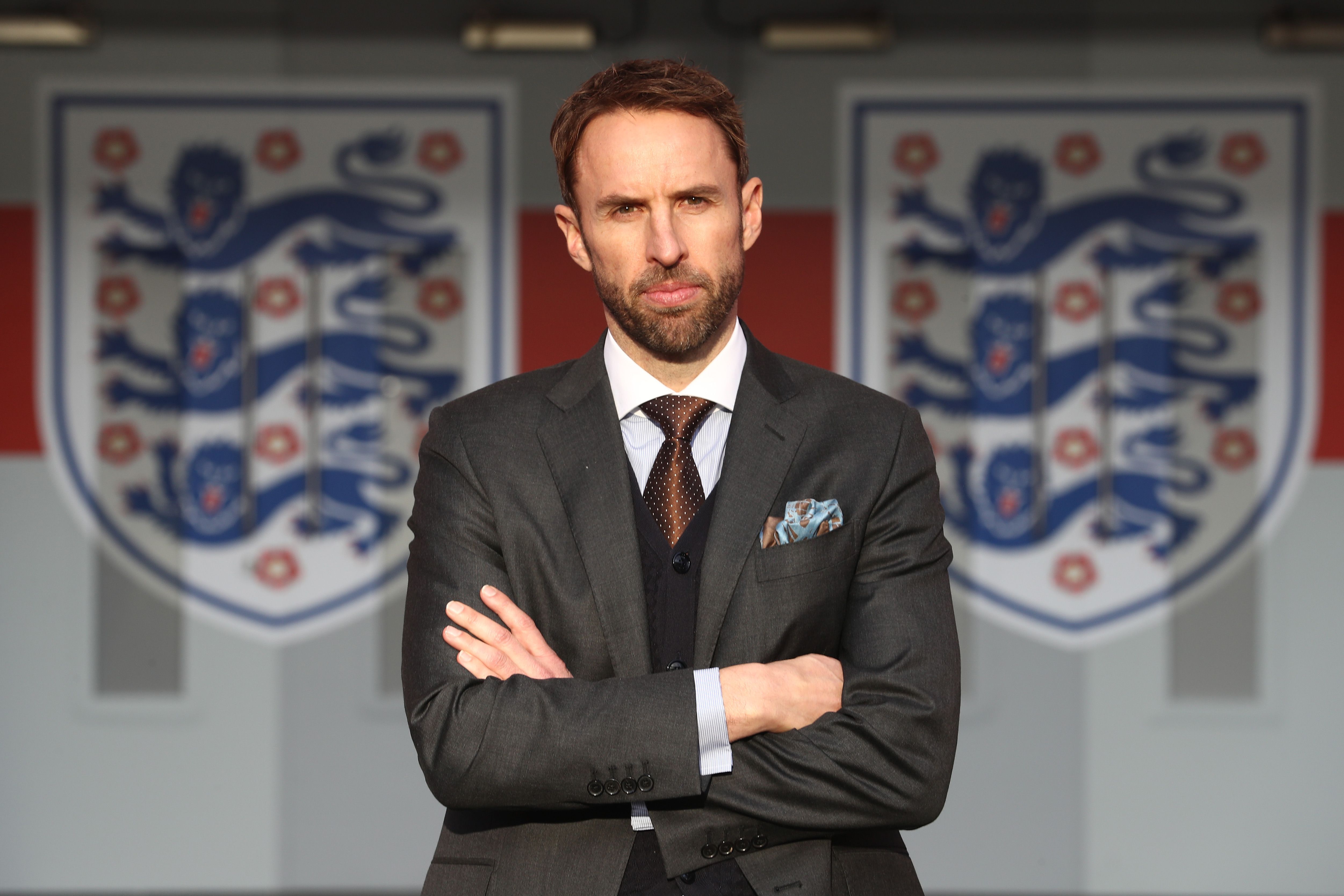 Gareth Southgate poses in front of the tunnel as he is unveiled as the new England manager at Wembley Stadium on December 1, 2016 in London, England