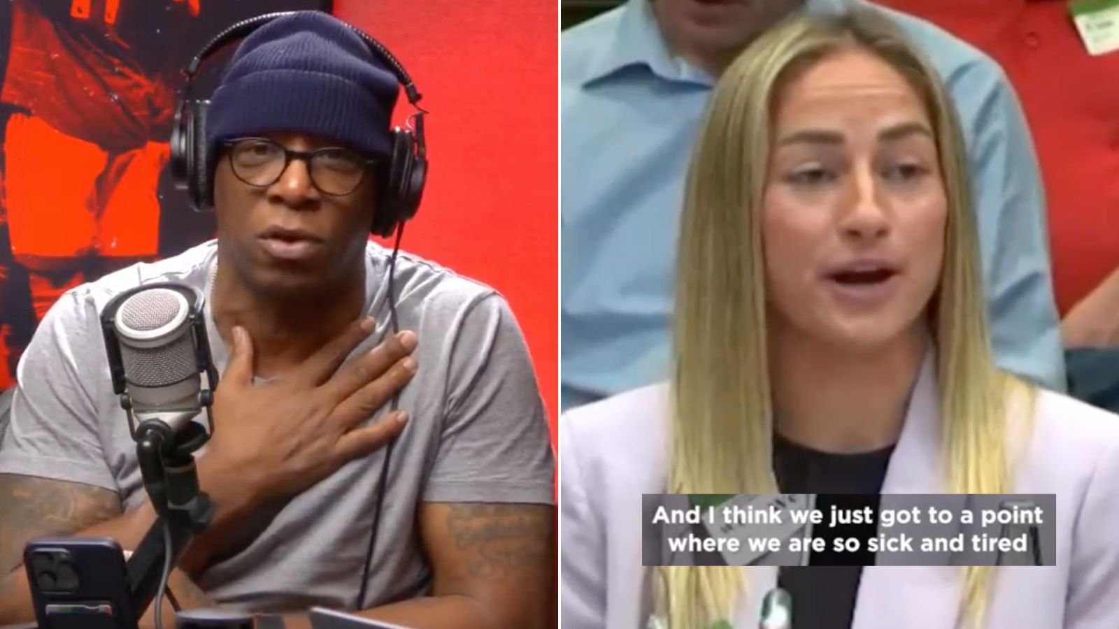 Ian Wright's passionate speech as Canada take equal pay fight to Parliament