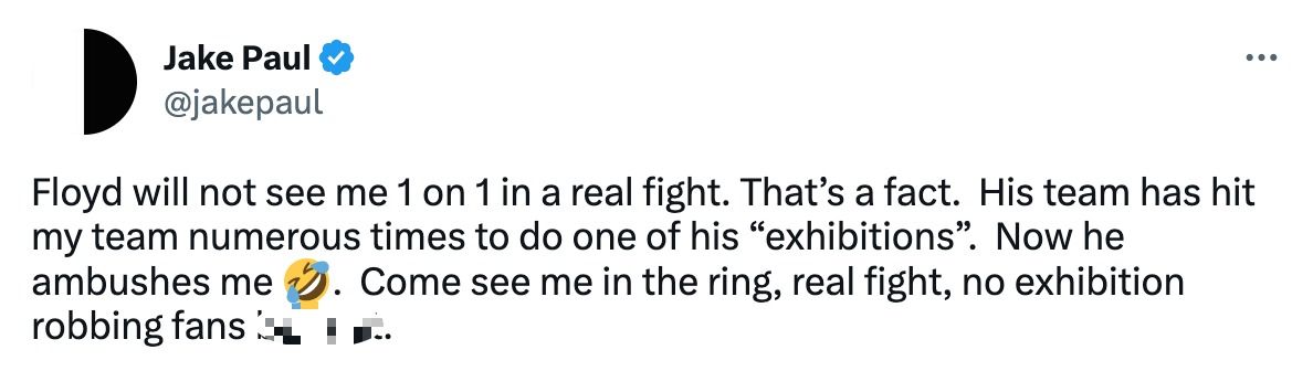 Jake Paul Vs Floyd Mayweather Problem Child Sends Challenge After