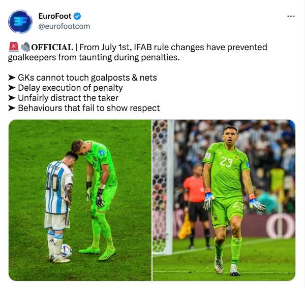 Goalkeeping Rules New penalty rules: The four things goalkeepers can no longer do