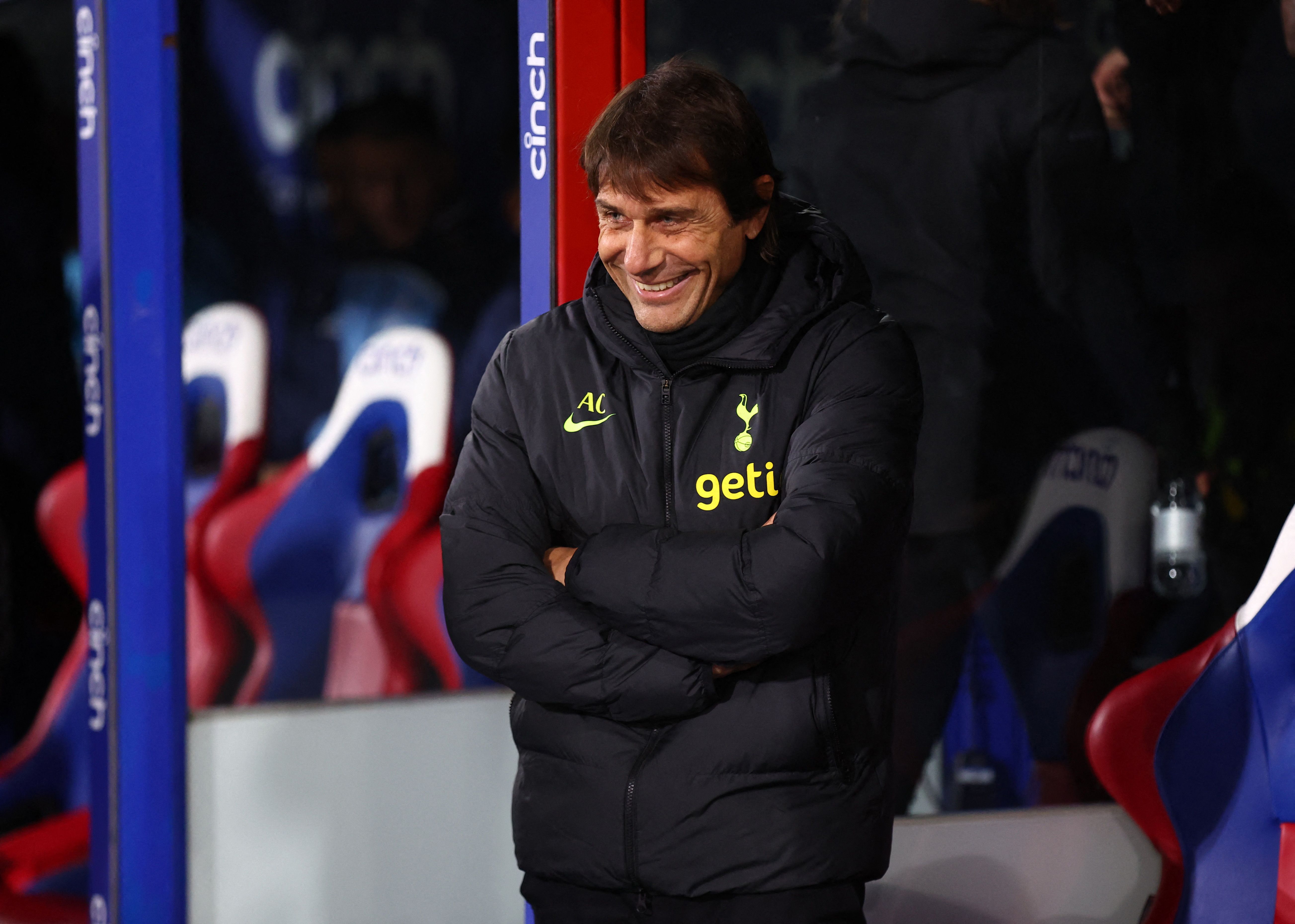 Tottenham Hotspur manager Antonio Conte smiling before match