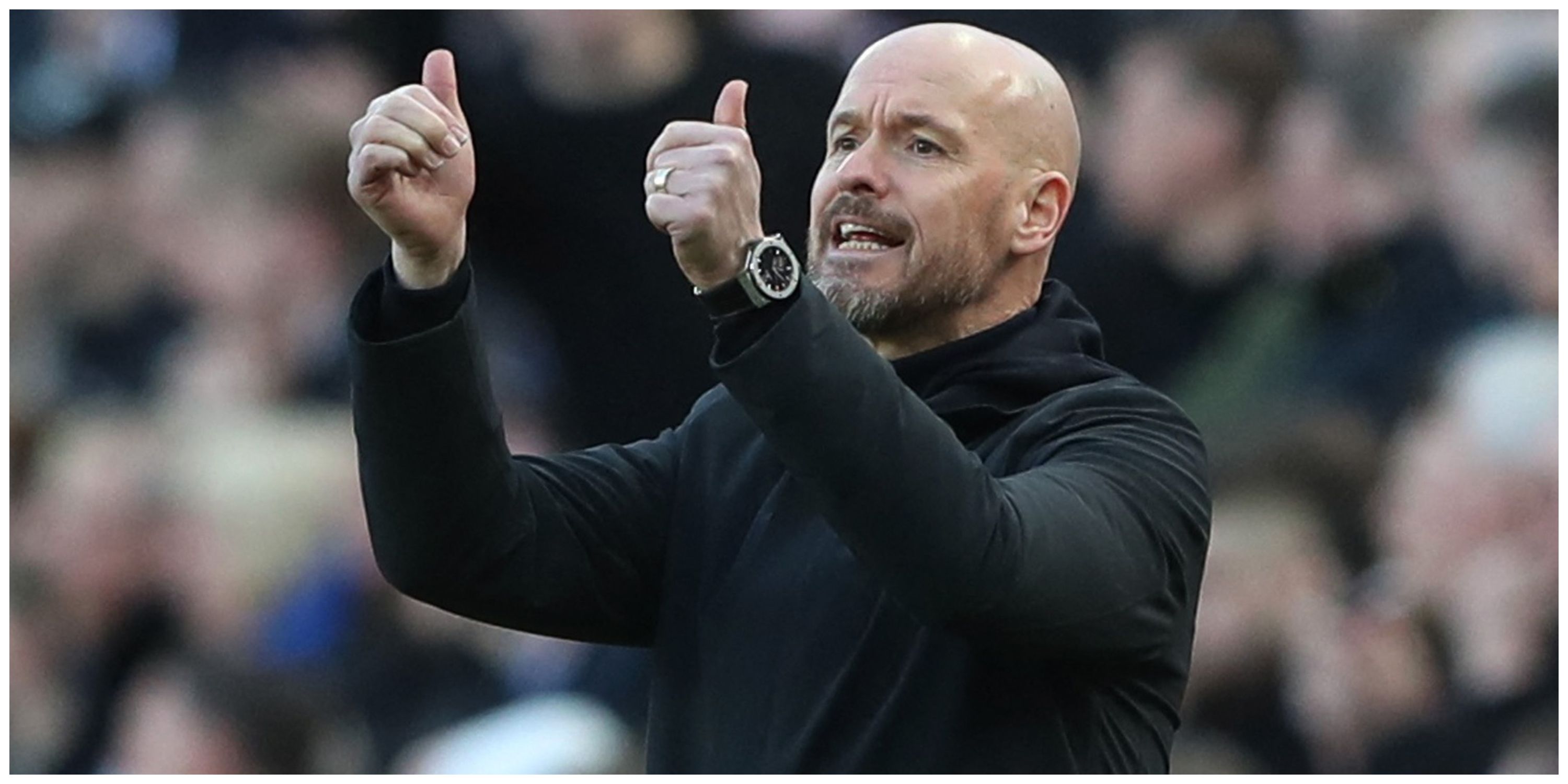Manchester United manager Erik ten Hag giving thumbs up