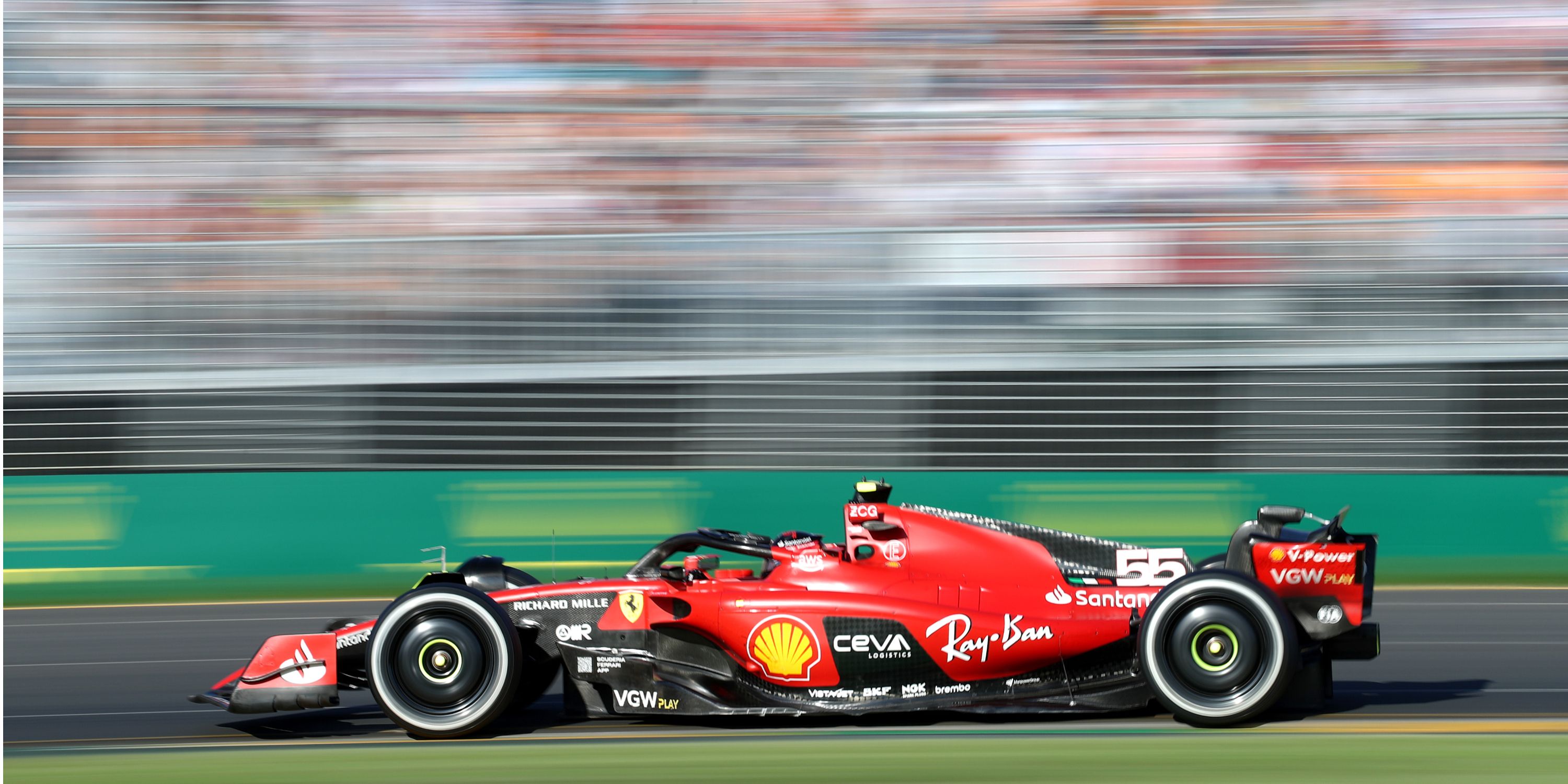 Carlos Sainz drives the Ferrari in Australia