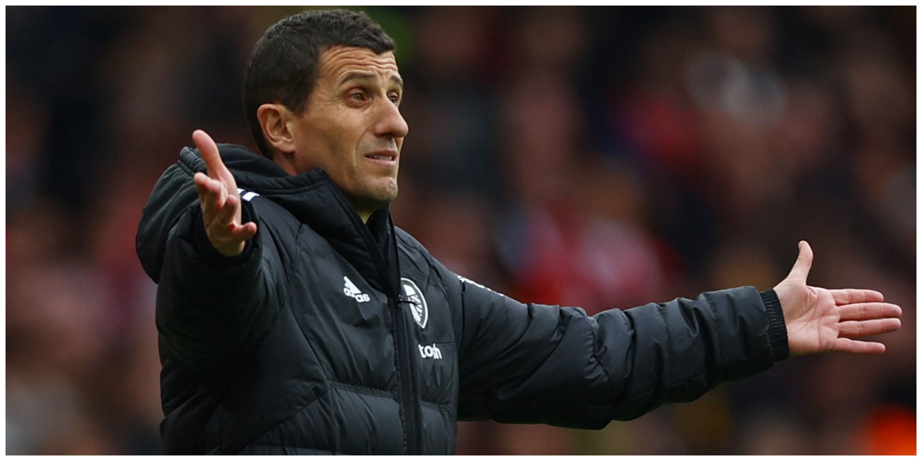 Leeds manager Javi Gracia with arms out