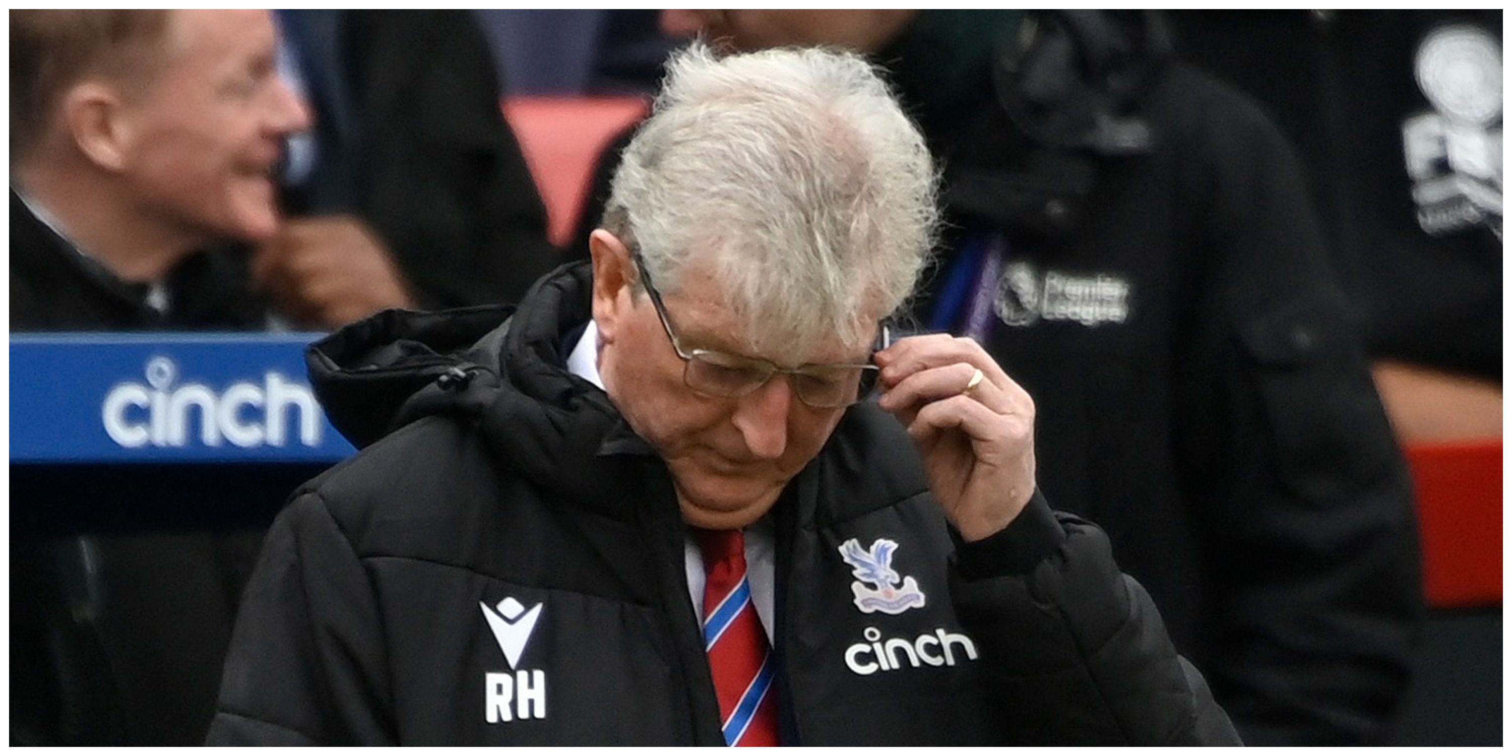 Crystal Palace manager Roy Hodgson looking down
