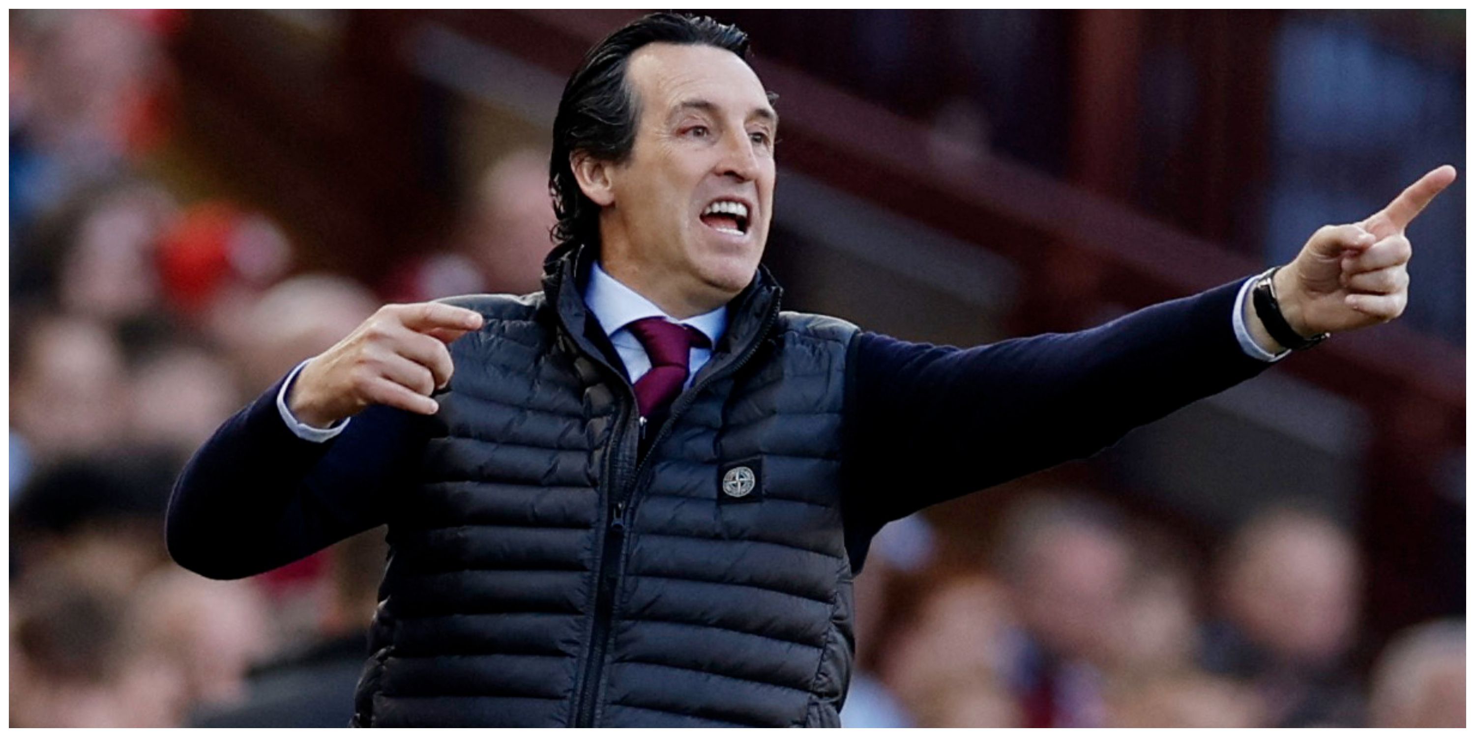 Aston Villa manager Unai Emery pointing with his finger