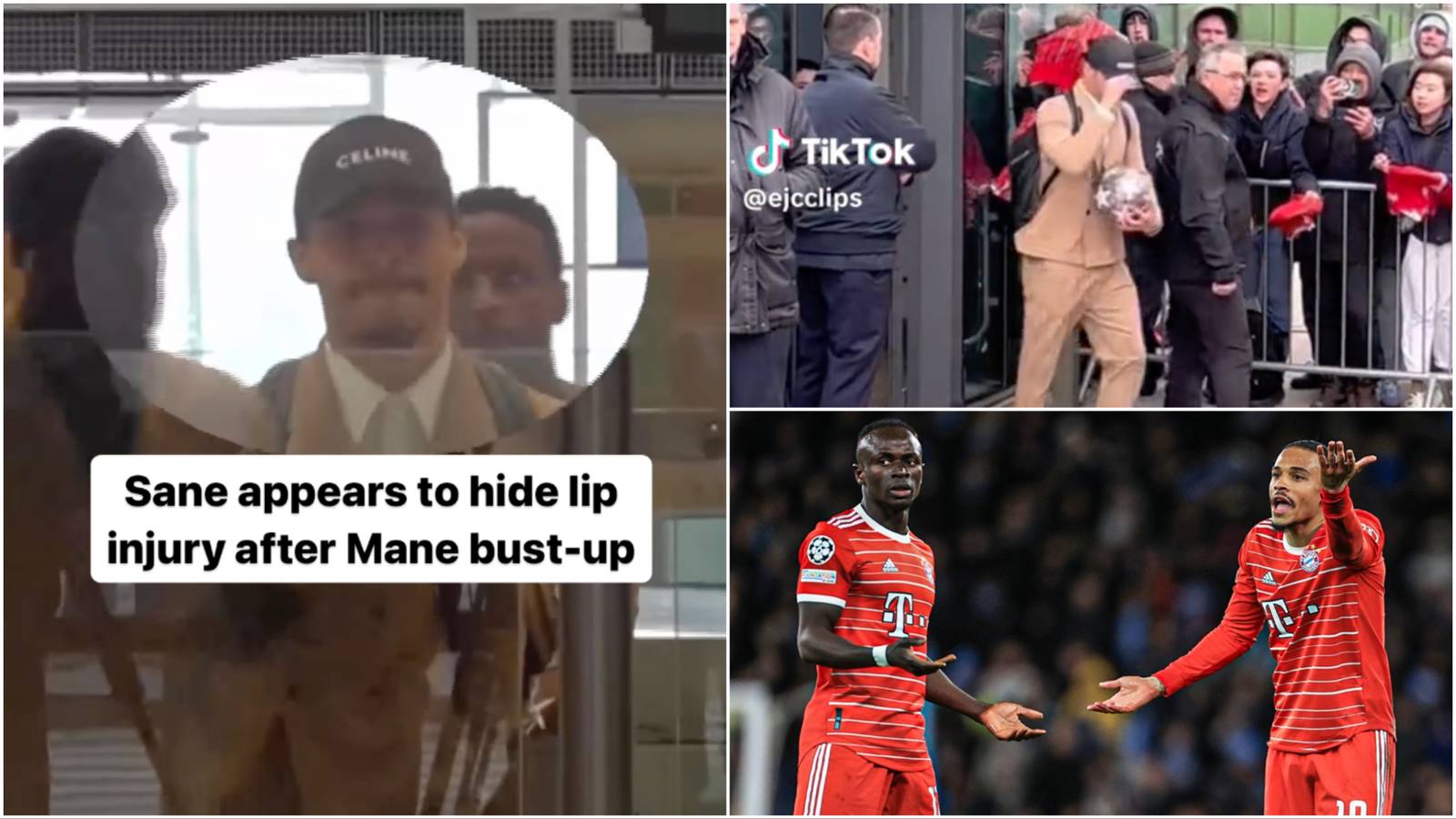 Sane Angry Sadio Mane punches Leroy Sane: Footage of Sane 'hiding his lip' after clash