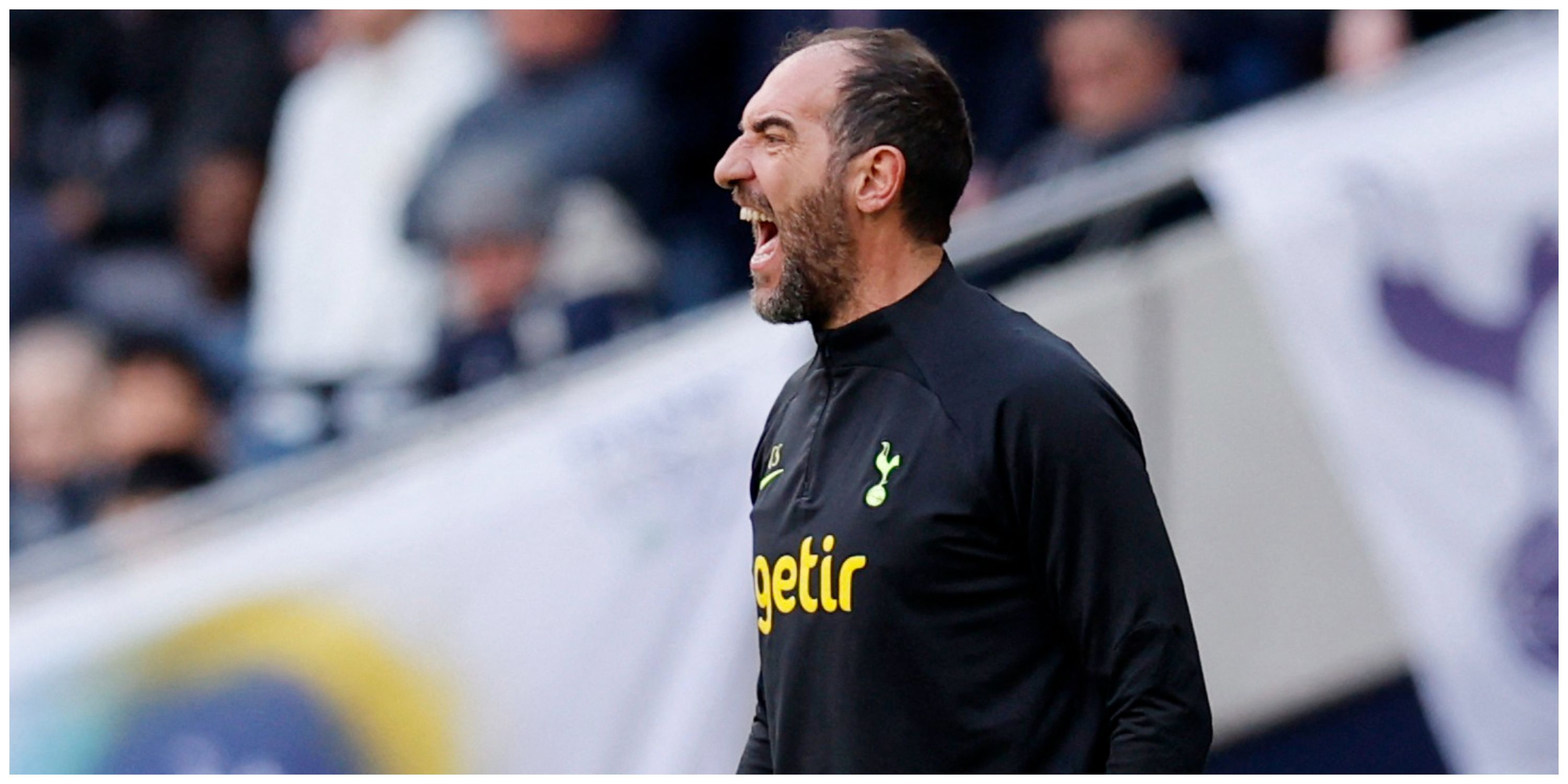 Tottenham manager Cristian Stellini shouting