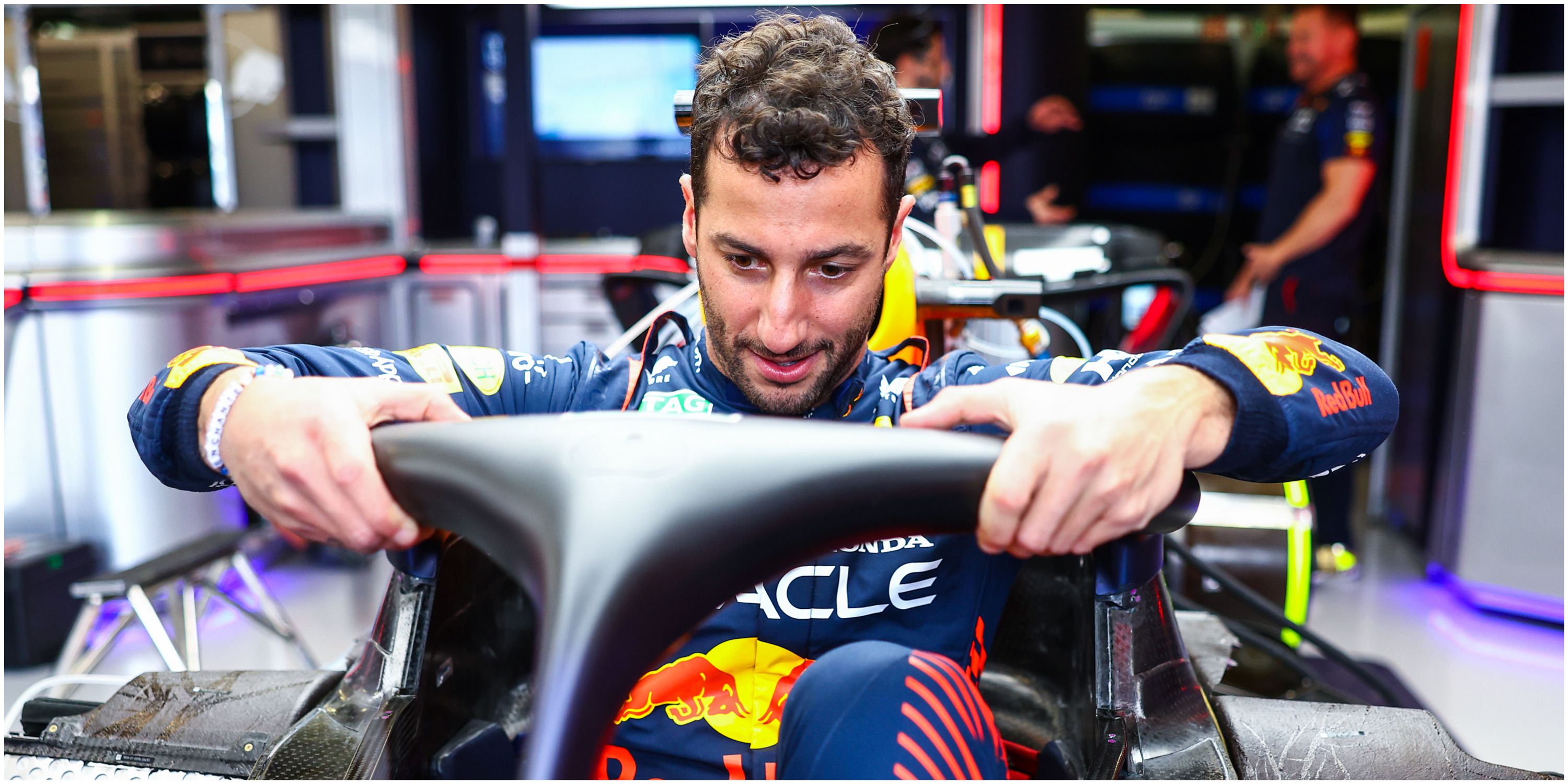 Daniel Ricciardo gets into the Red Bull at the Australian GP