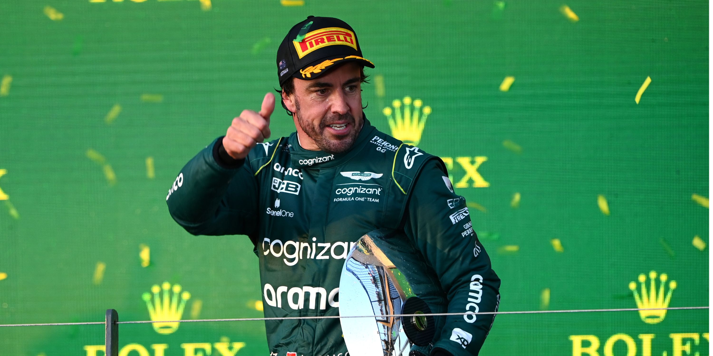 Fernando Alonso on the Australian GP podium