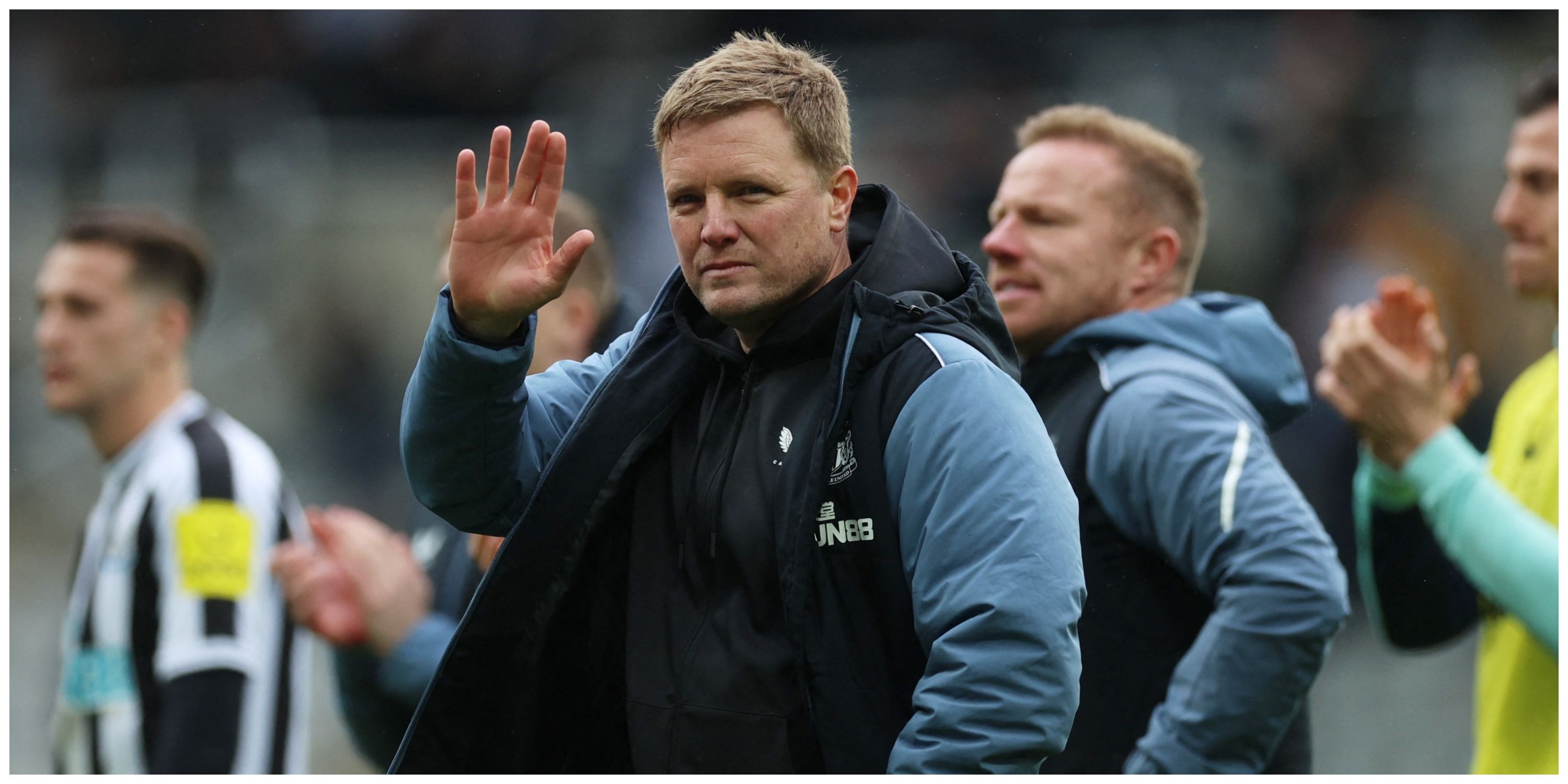 Newcastle United manager Eddie Howe waving